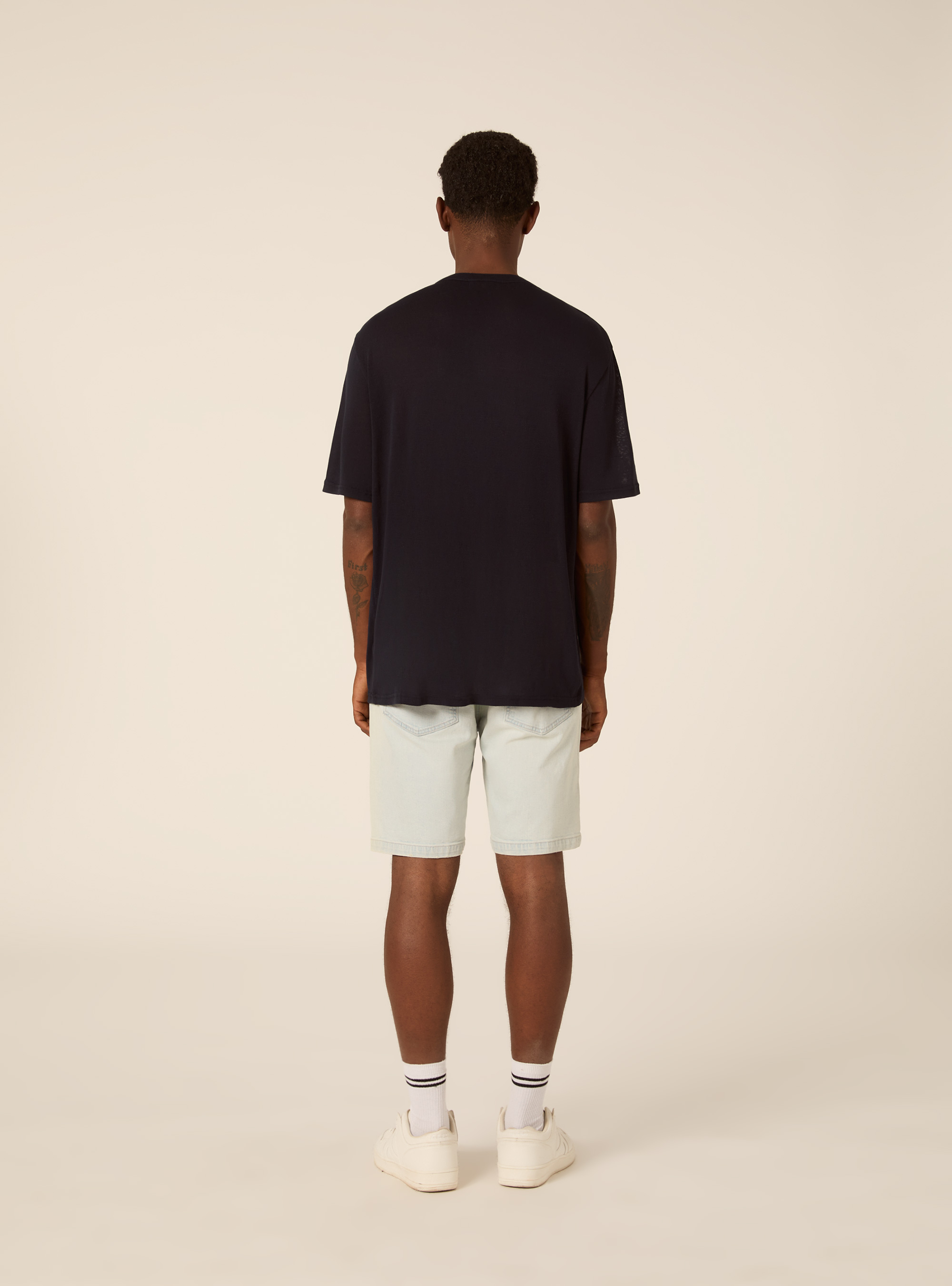 Notch Neck Short Sleeve Textured T-Shirt, NA1 NAVY DARK
