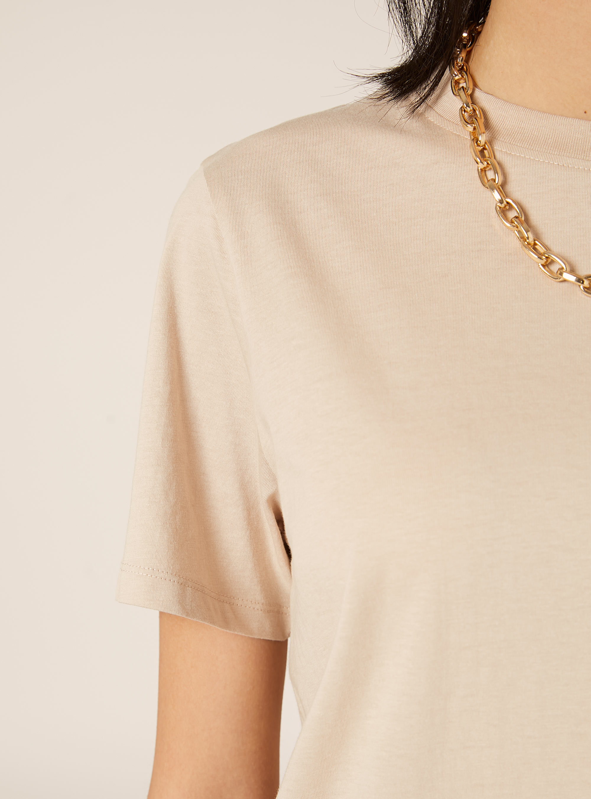 Camiseta de cuello redondo de algod&oacute;n, BG2 BEIGE MEDIUM
