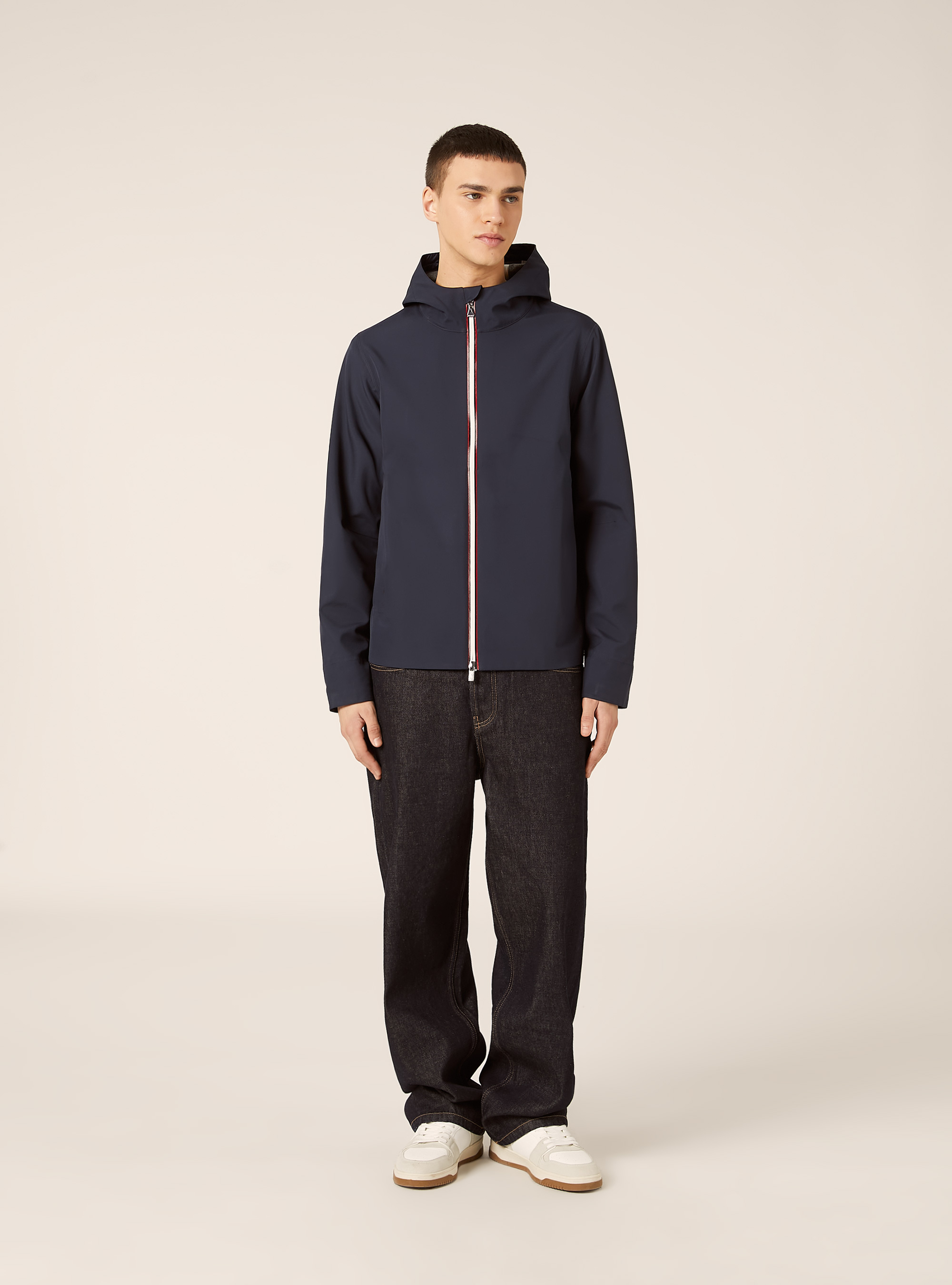 Technical windproof jacket with hood, NA1 NAVY DARK