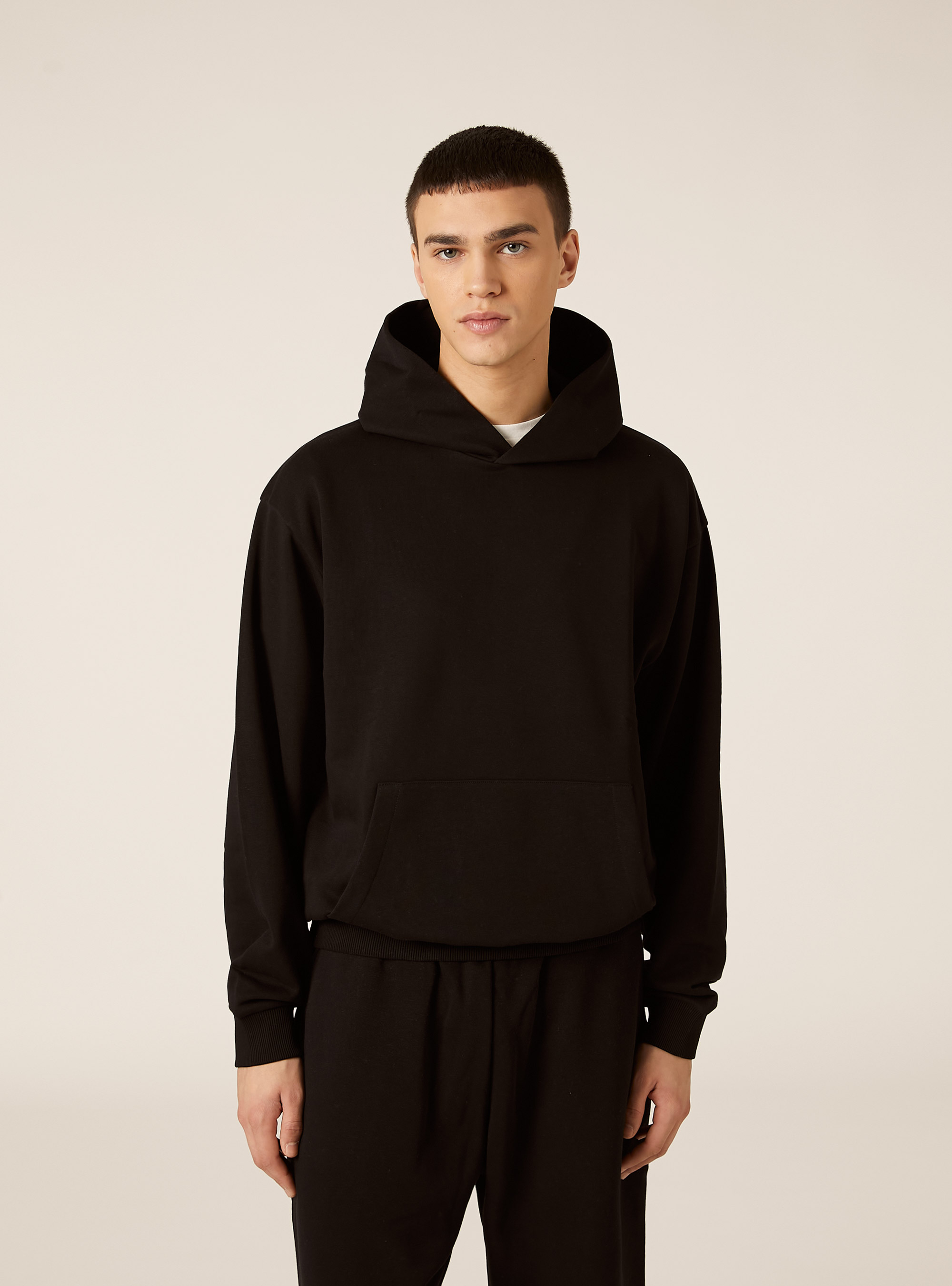 Sweat-shirt ample &agrave; capuche, BK1 BLACK