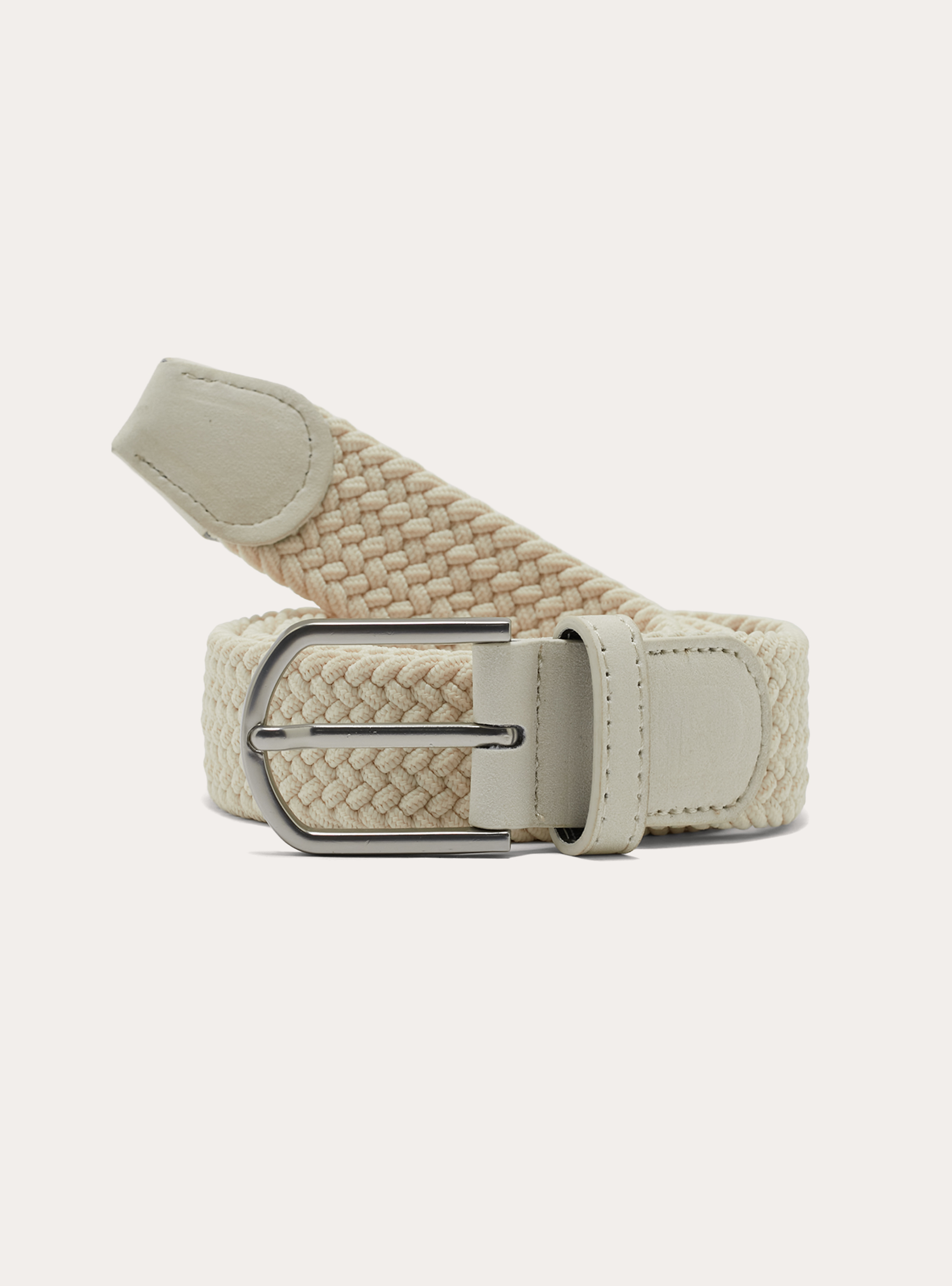 Stretch braided belt, CR3 CREAM LIGHT