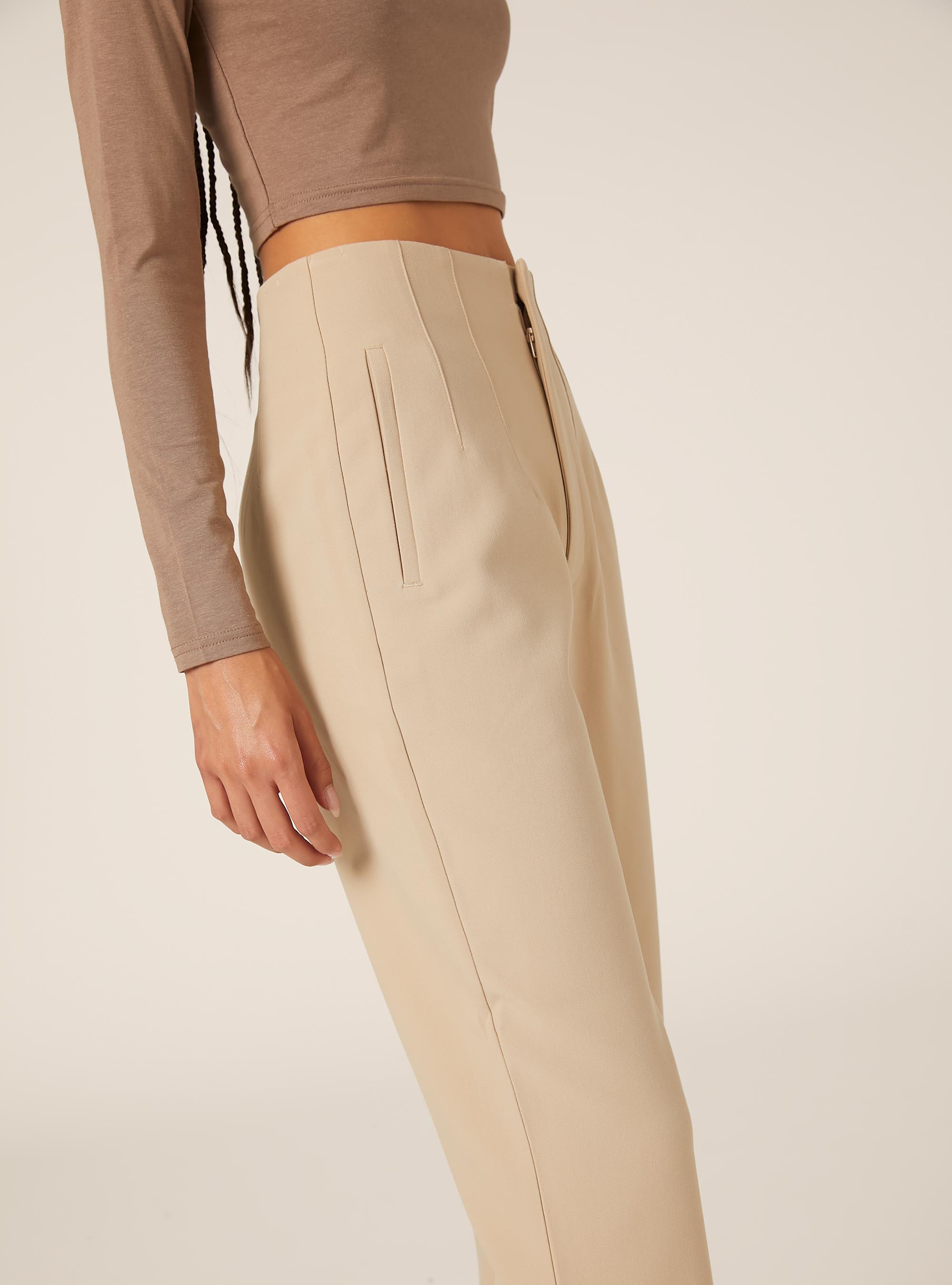 Pantalon uni &agrave; pinces, BG2 BEIGE MEDIUM