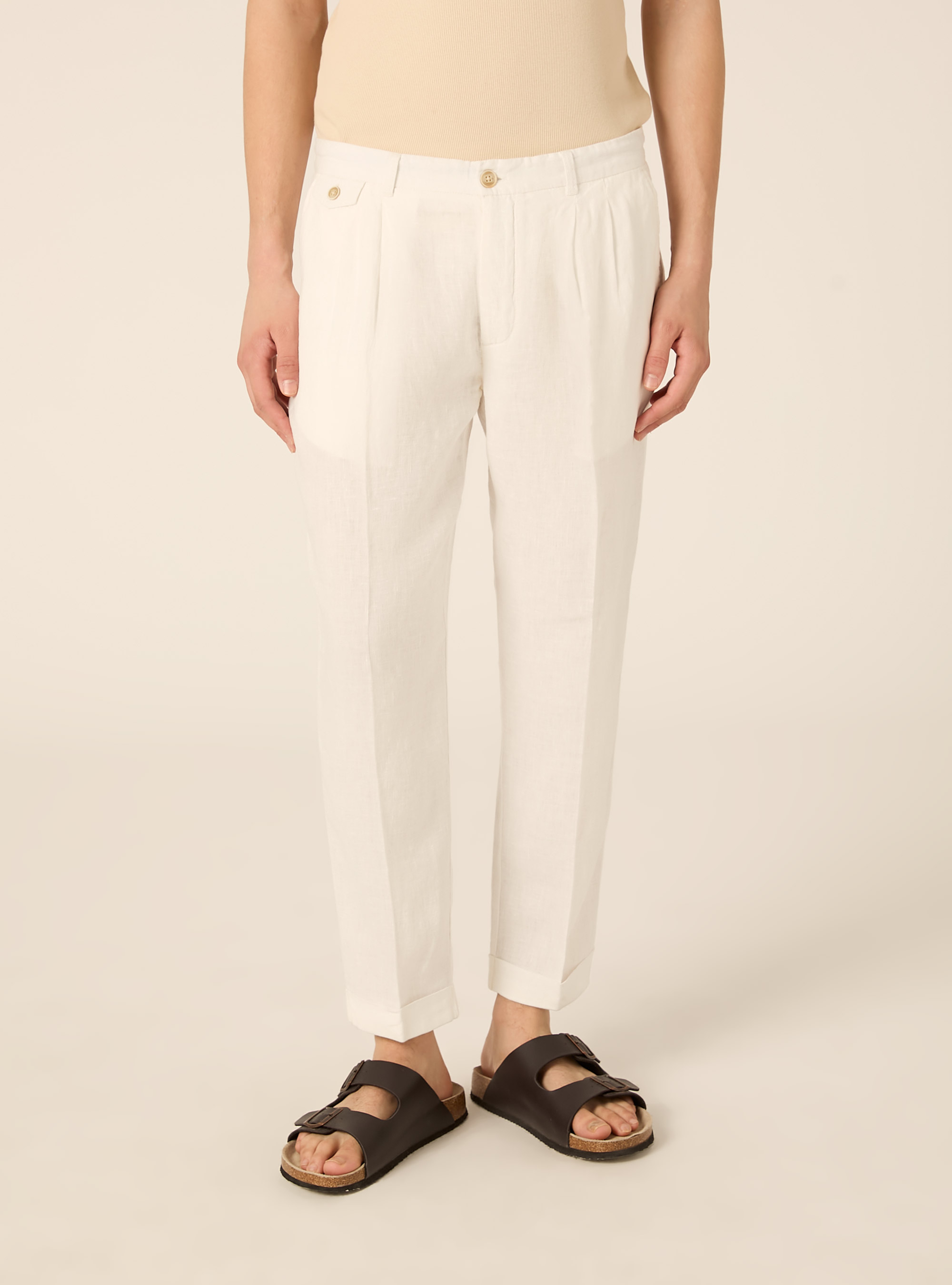 Pure linen chino trousers, WH2 WHITE