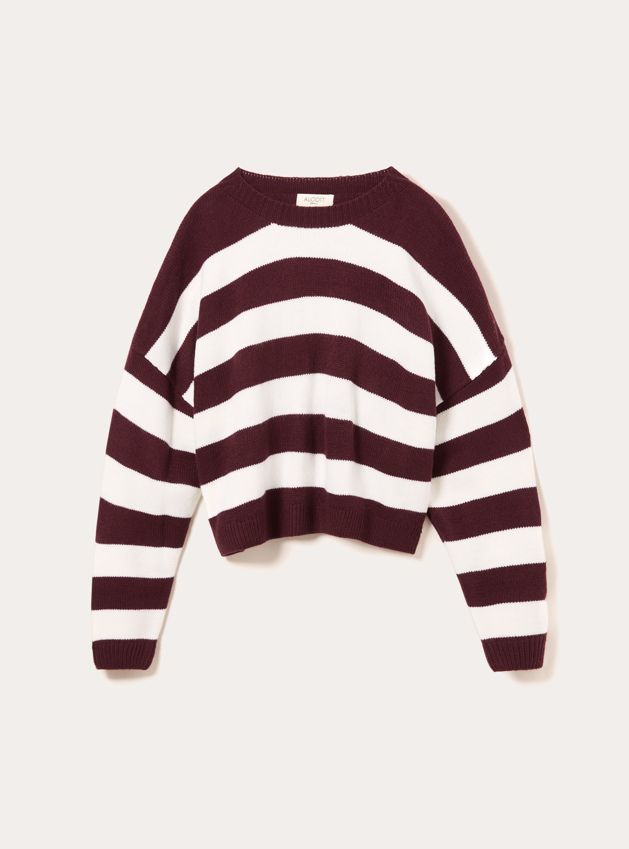 Pull-over doux &agrave; rayures, BO2 BORDEAUX MEDIUM