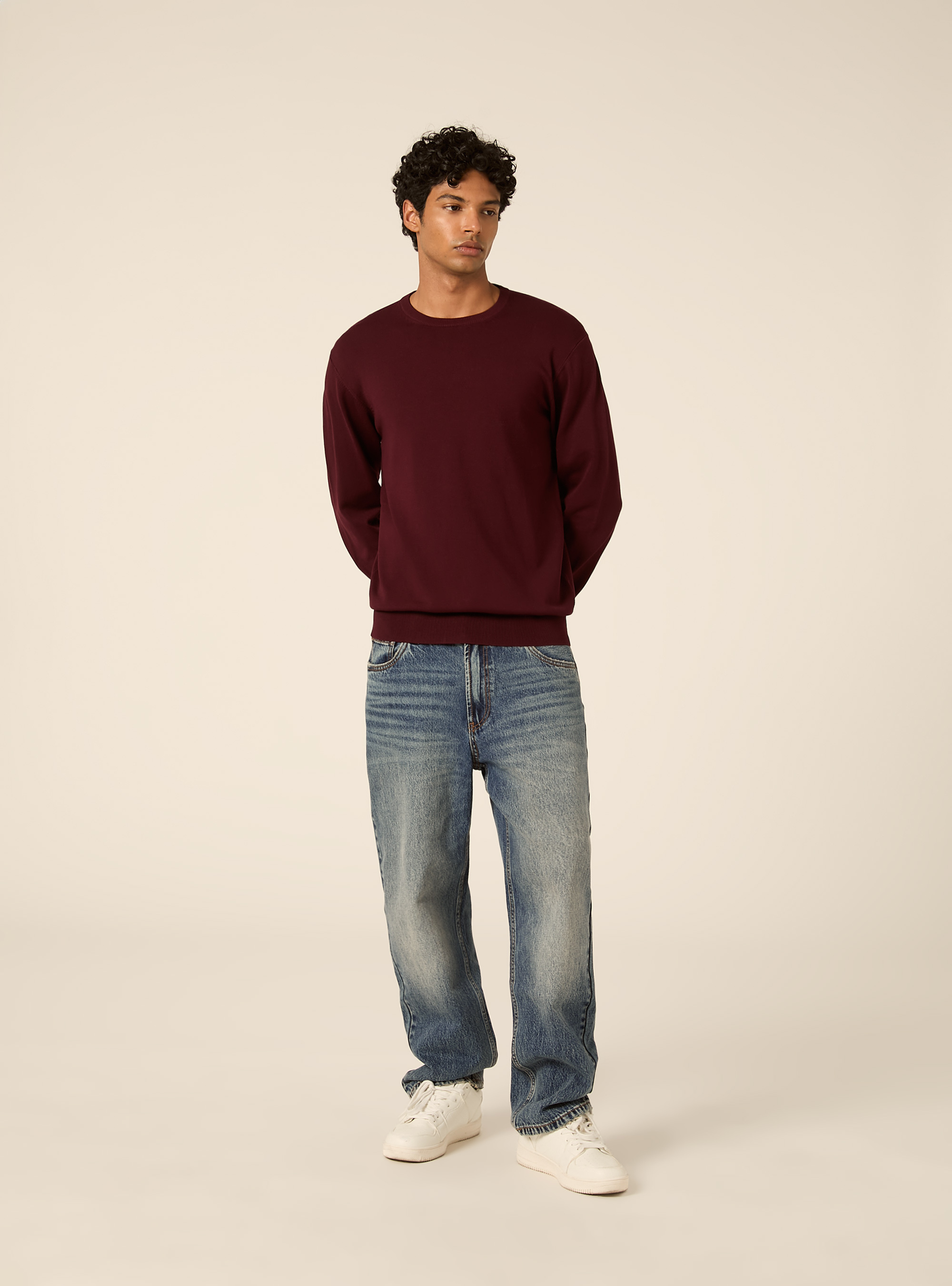 Lenzing Ecovero viscose crewneck pullover, BO1 BORDEAUX DARK