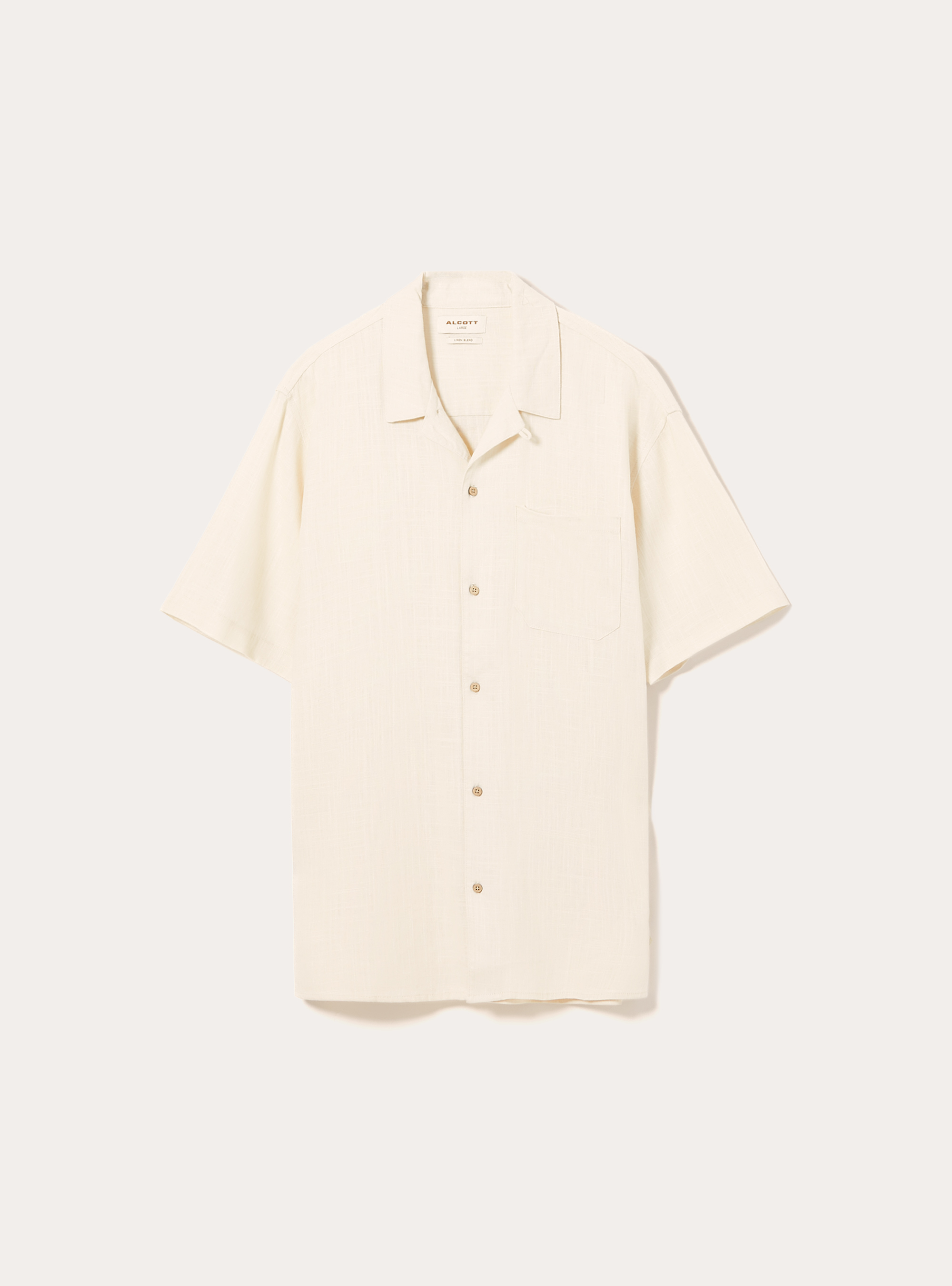 Chemise en lin m&eacute;lang&eacute; avec col bowling, BG3 BEIGE LIGHT
