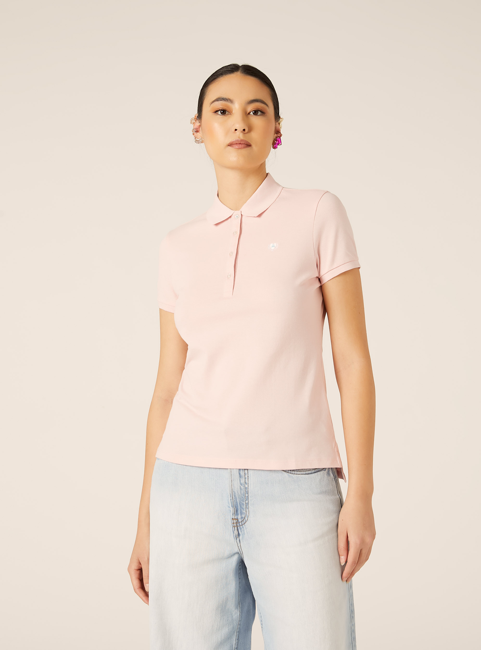 Polo de piqu&eacute; de algod&oacute;n con bordado, PK2 PINK MEDIUM