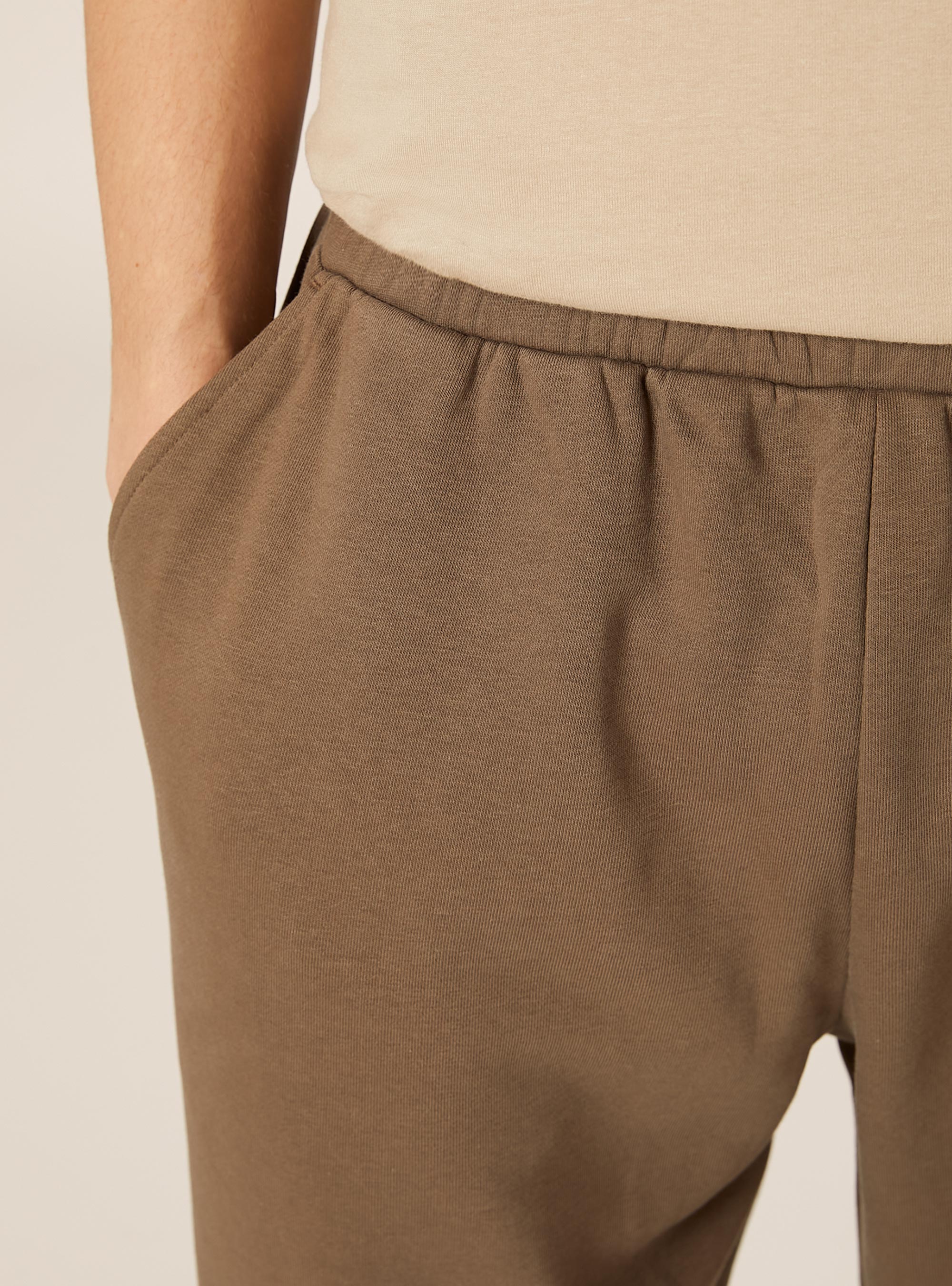 Pantalones ligeros de felpa de corte holgado, BR2 BROWN MEDIUM
