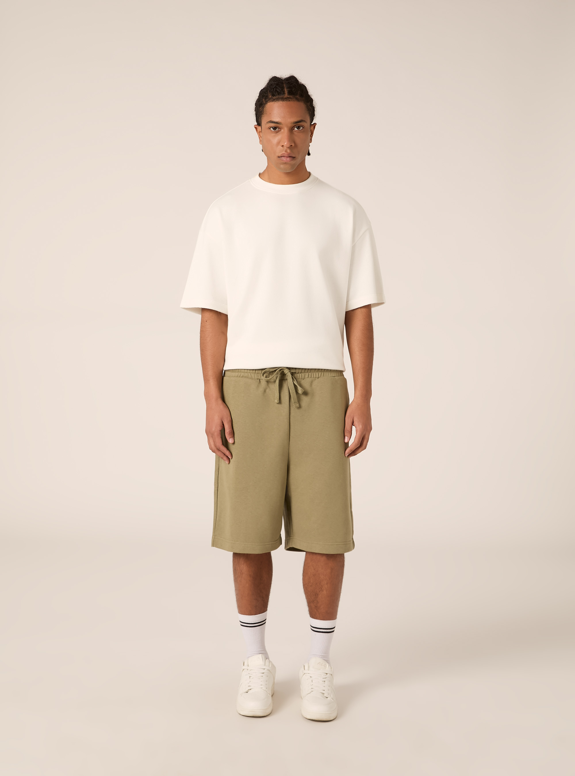 Basic French Terry Bermuda Shorts, KY2 KAKY MEDIUM