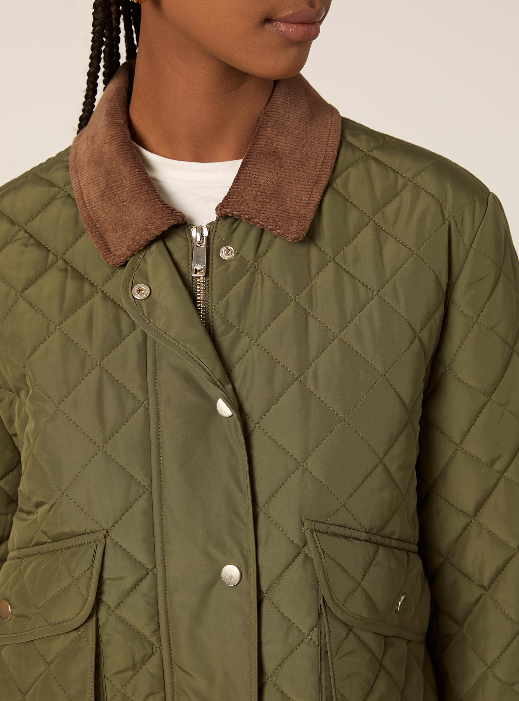 Veste matelass&eacute;e avec col en velours, KY2 KAKY MEDIUM