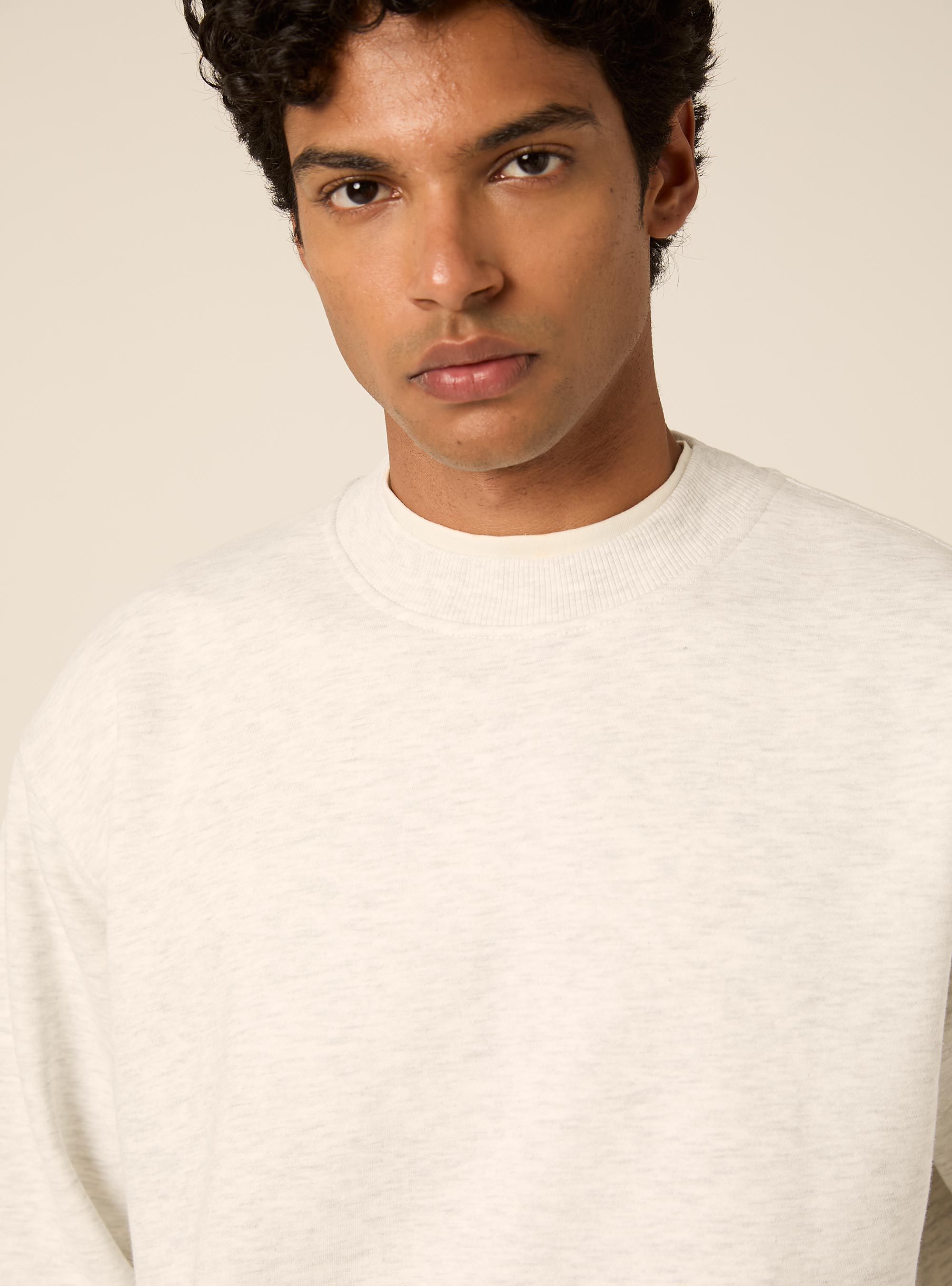 Basic boxy fit crewneck sweatshirt, MGY3 GREY MEL LIGHT