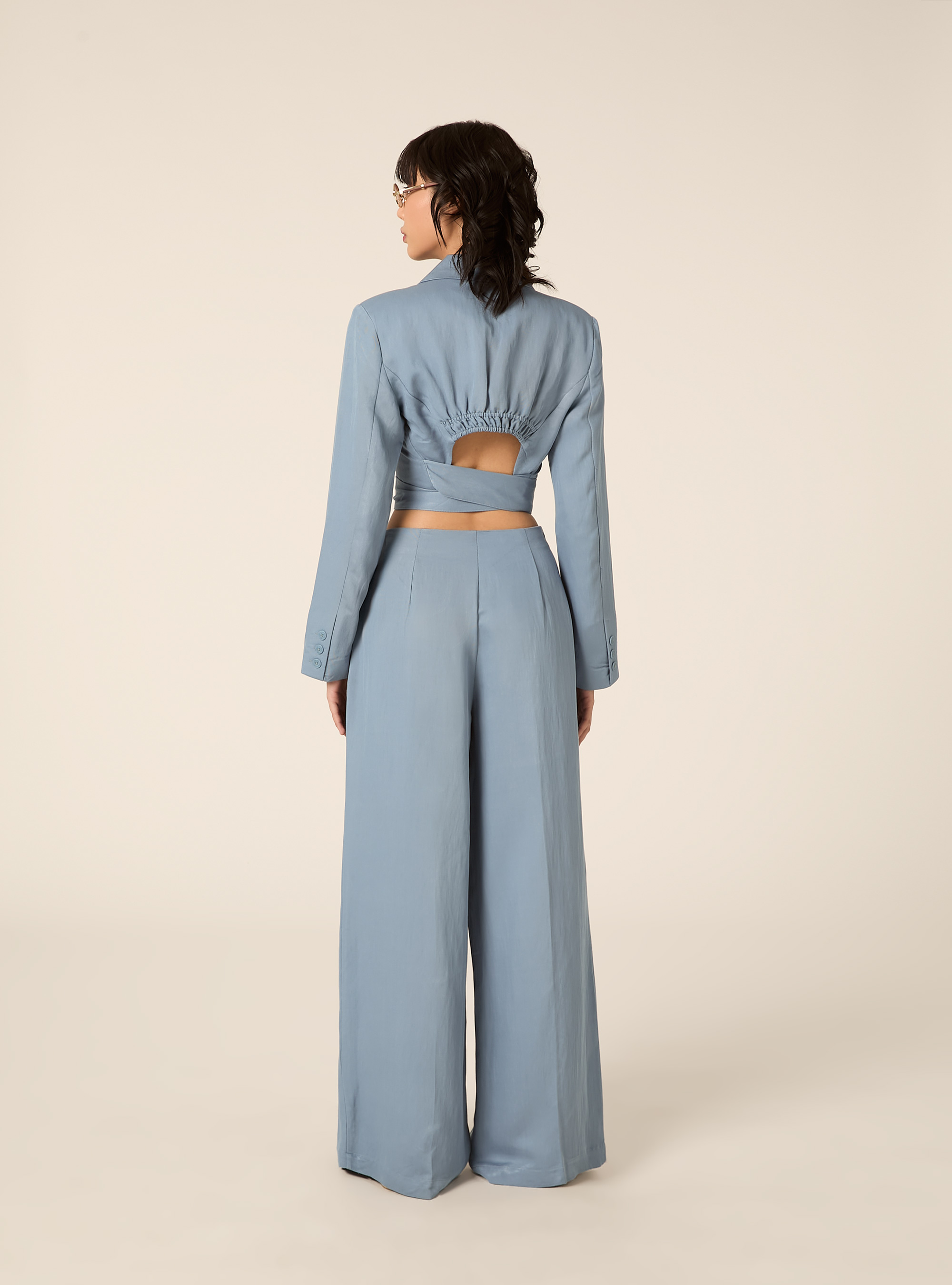 Pantalones de pierna ancha en sarga, AZ2 AZURE MEDIUM