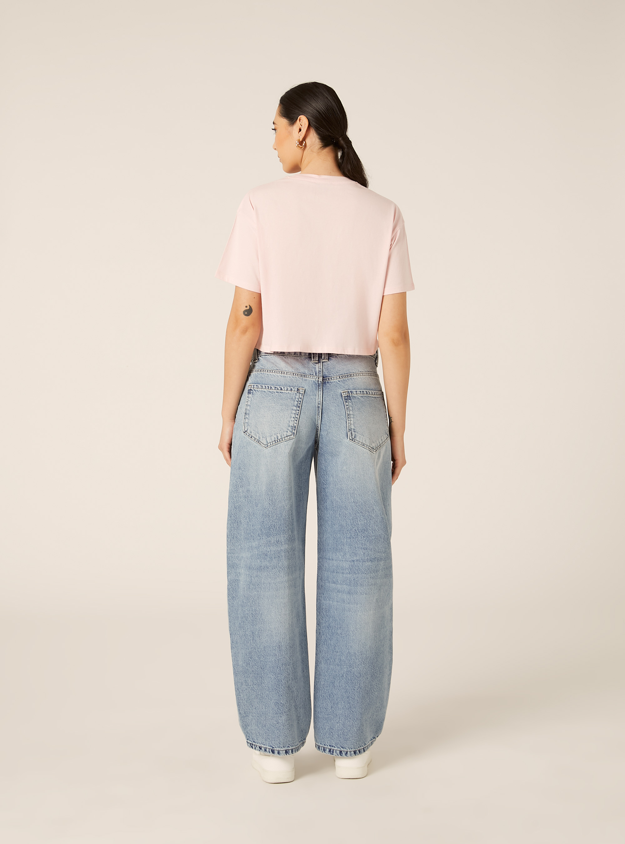 Basic Crew Neck Cropped T-Shirt, PK3 PINK LIGHT