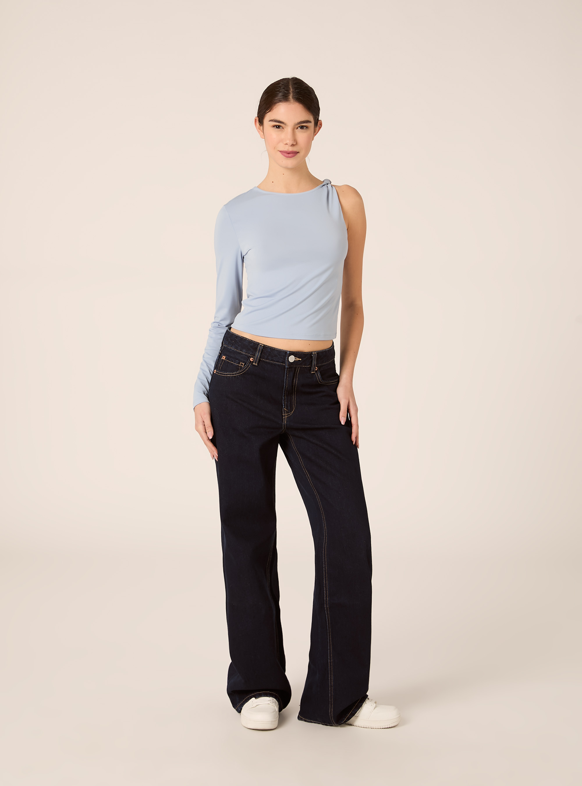 One-shoulder T-shirt, AZ2 AZURE MEDIUM