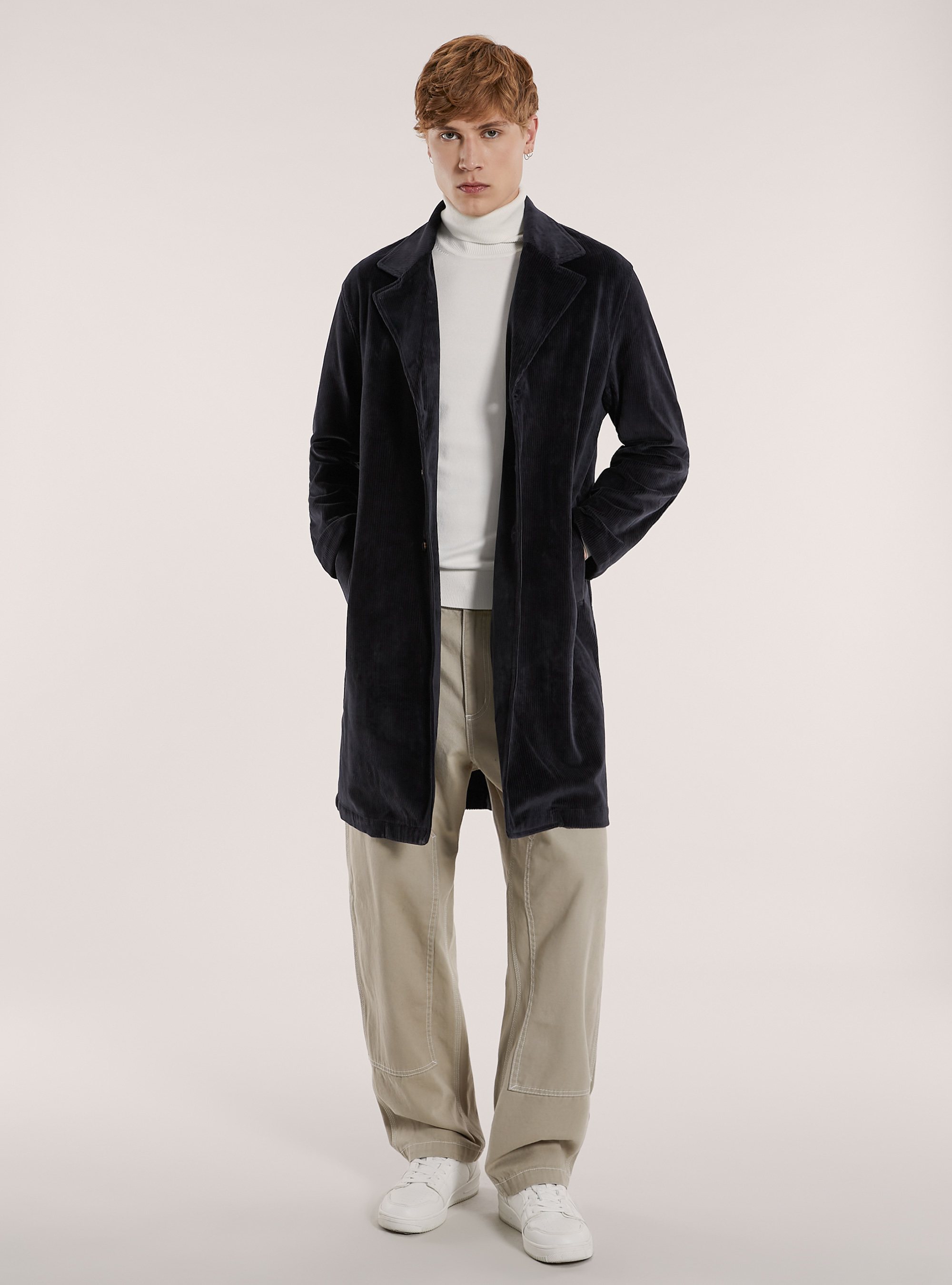 Manteau en velours non doubl&eacute;, NA1 NAVY DARK