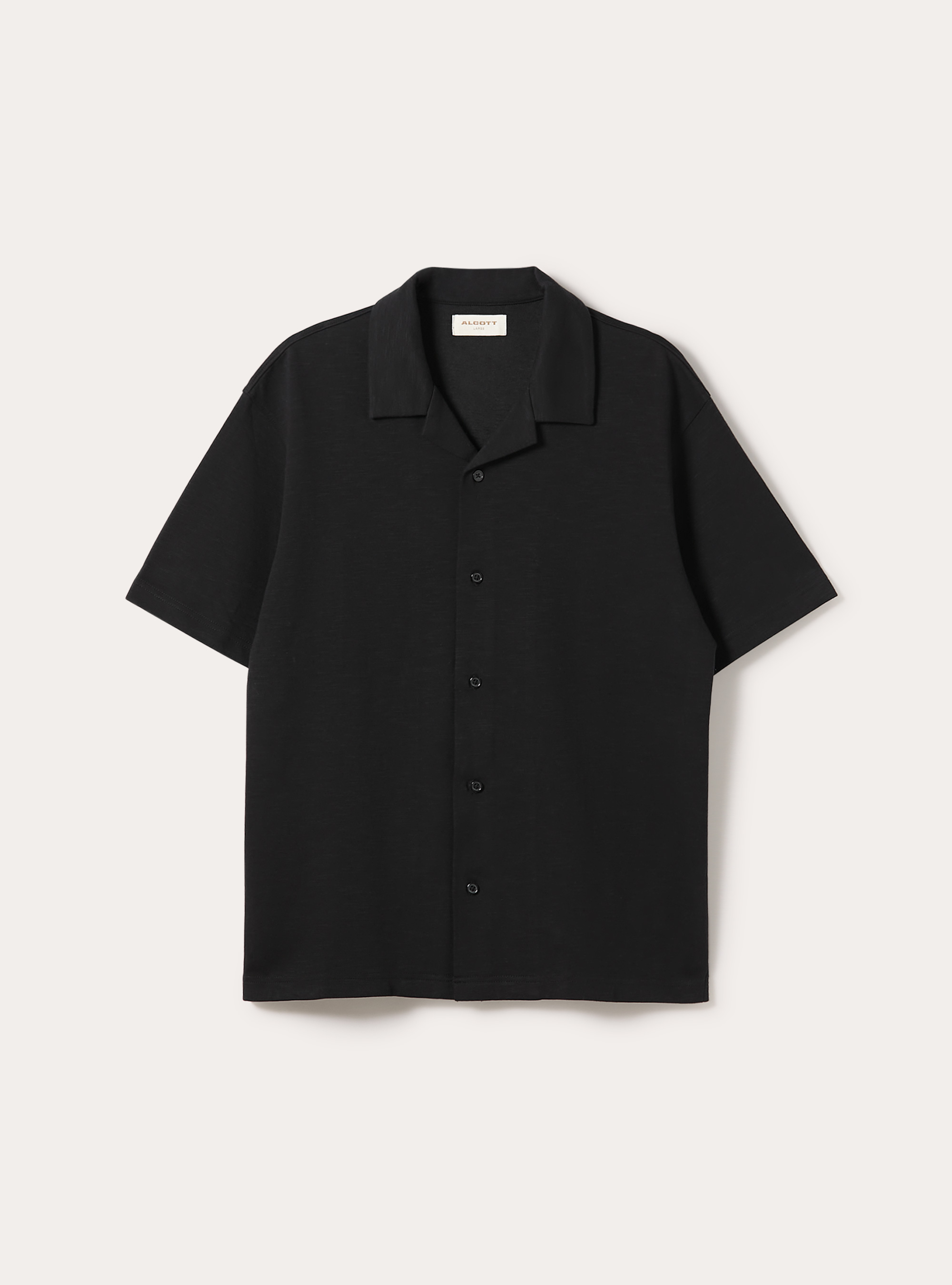 Camicia a maniche corte in jersey, NERO