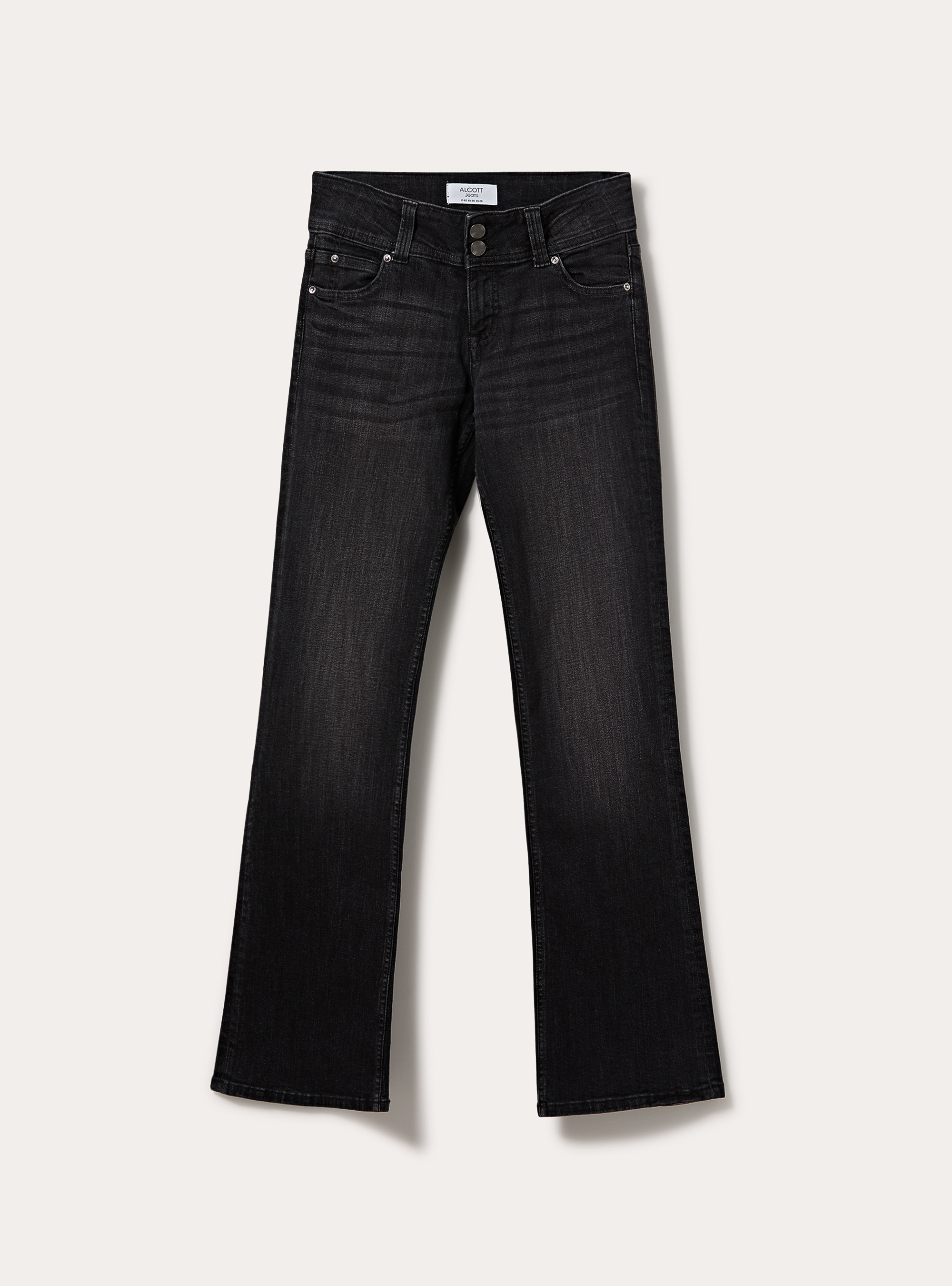 Jean bootcut taille basse avec poches &agrave; rabat, D000 BLACK