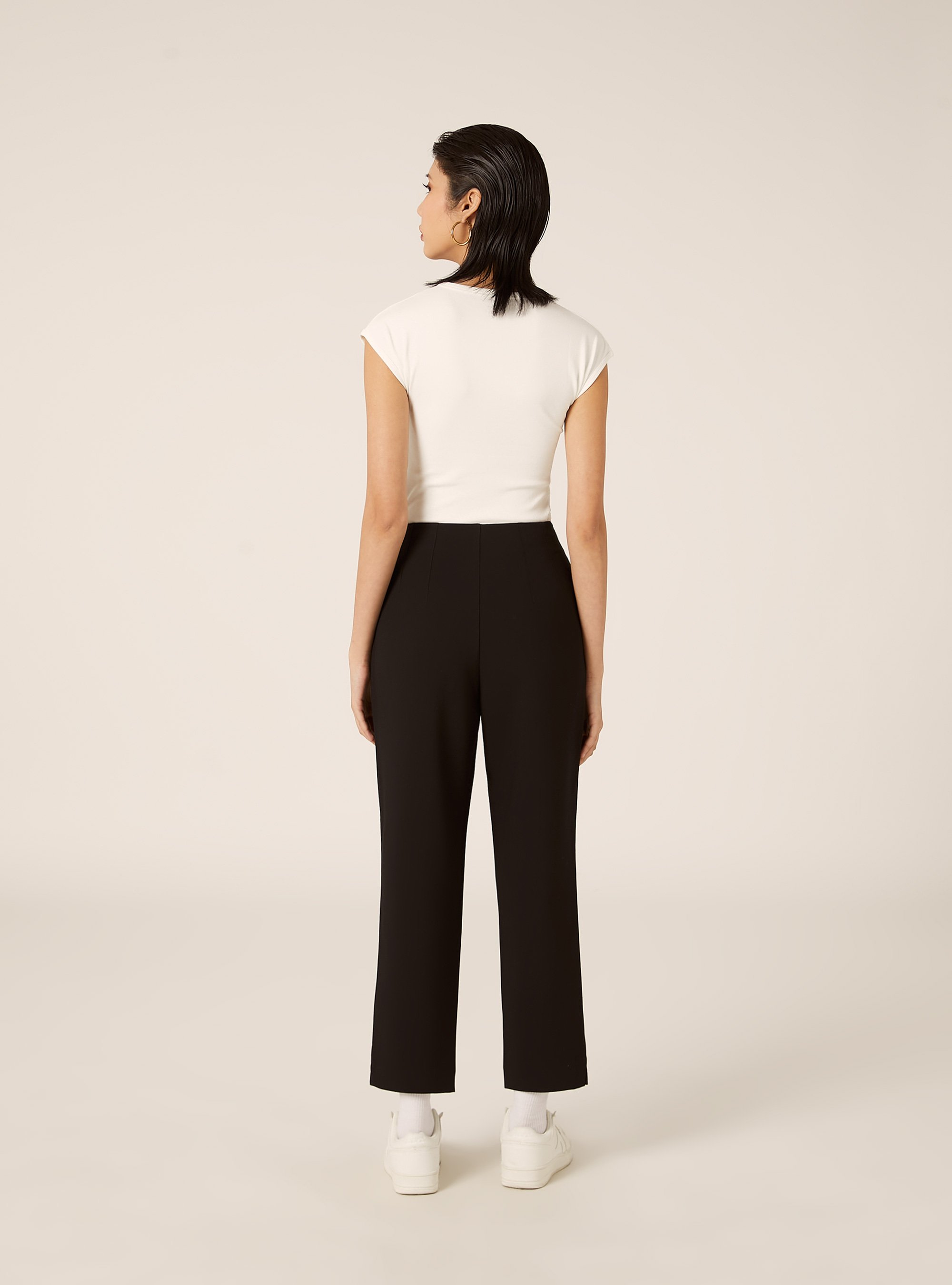 Pantalon uni &agrave; pinces, BK1 BLACK