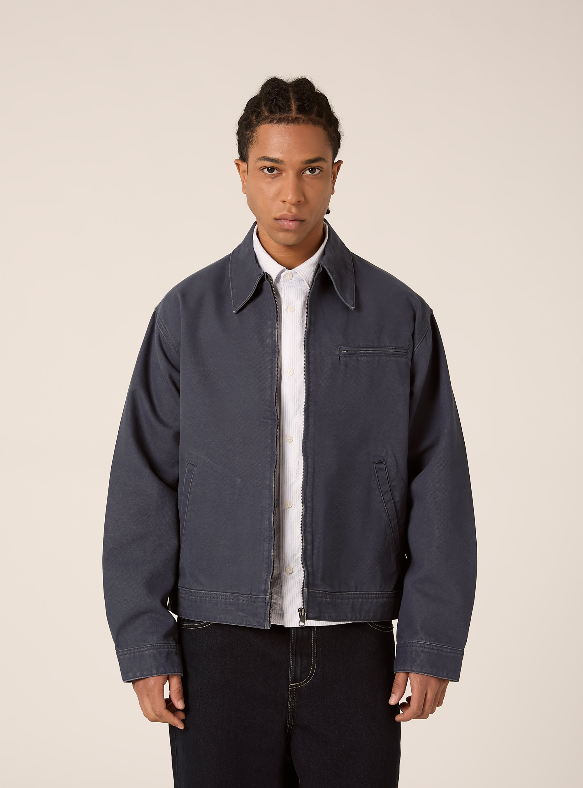 Canvas jacket with collar, NA2 NAVY MEDIUM