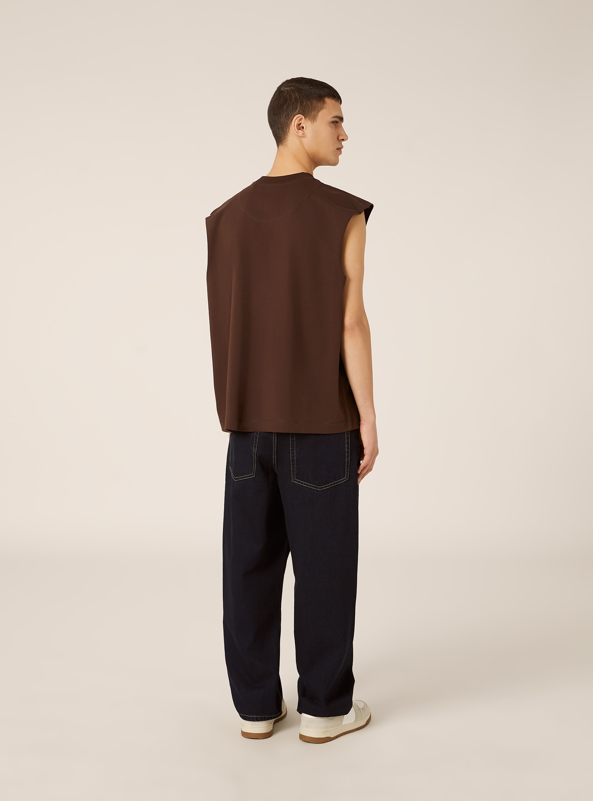 Boxy Fit Tank Top, BR1 BROWN DARK