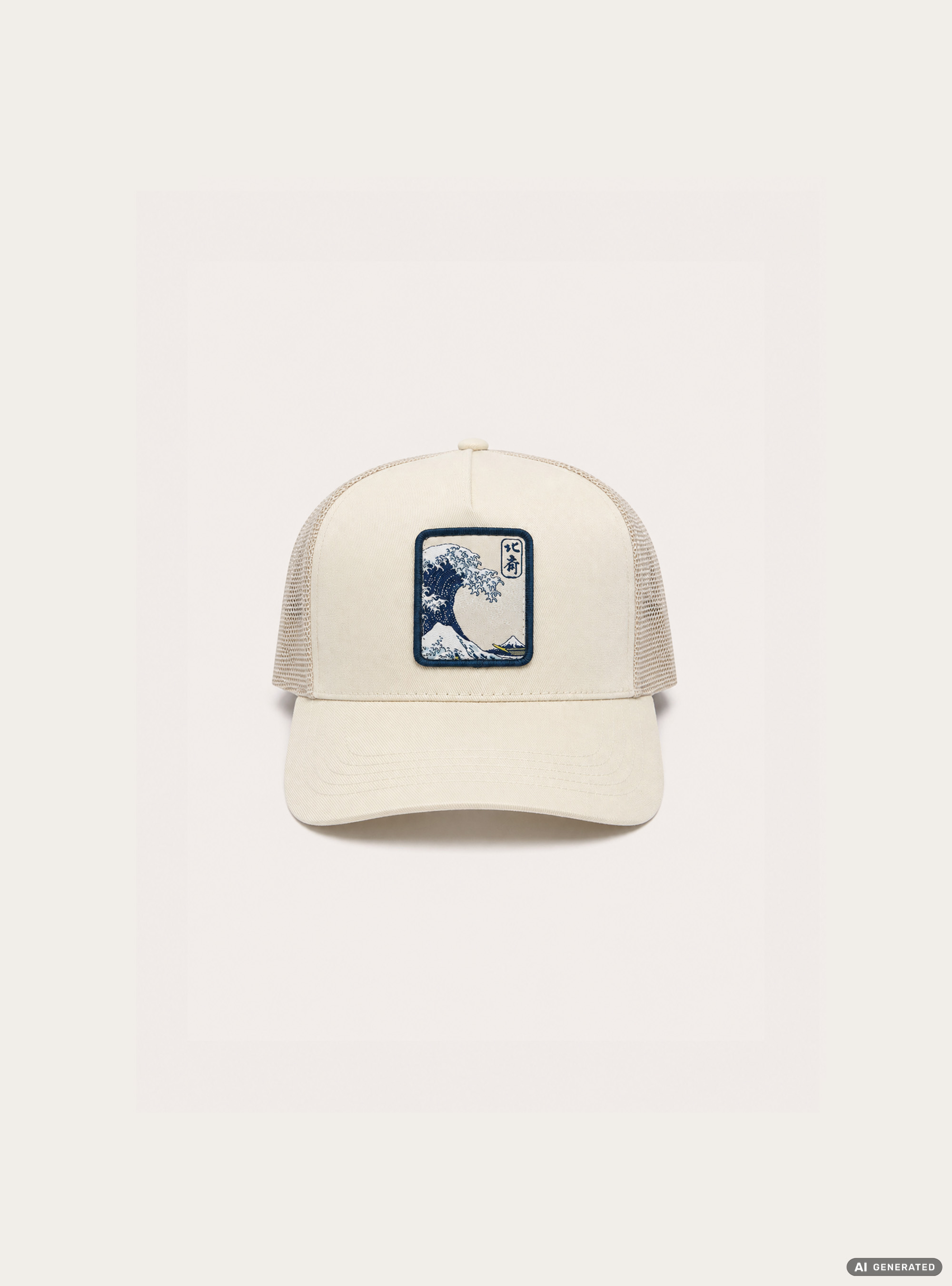 Cappello con patch hokusai, BG3 BEIGE LIGHT