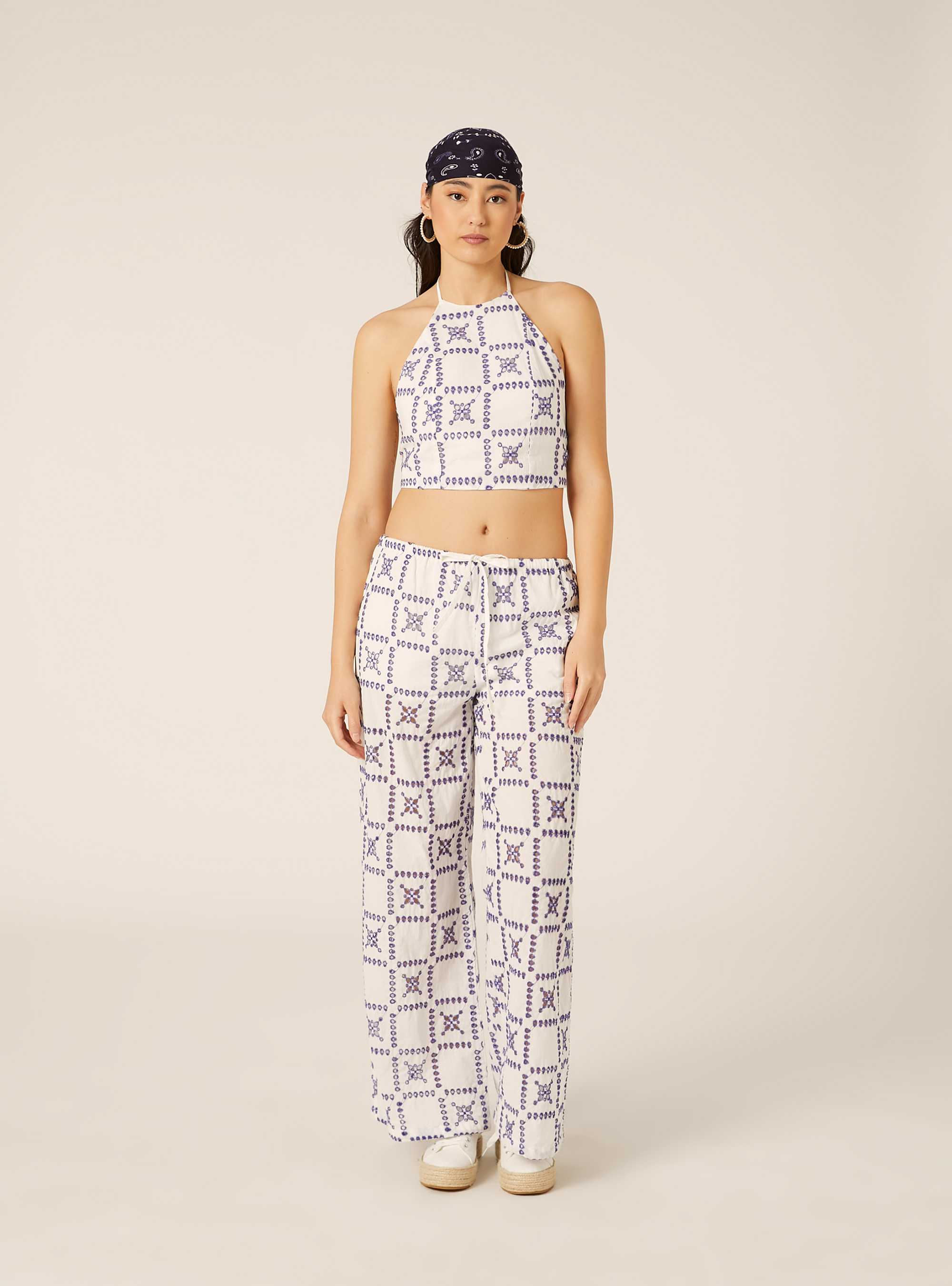 Majolica Broderie Anglaise Halter Top, WH2 WHITE