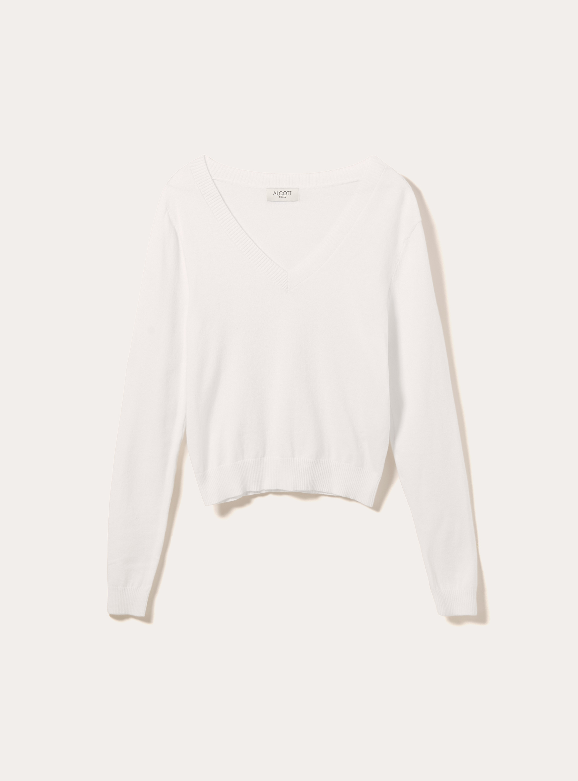 Pull &agrave; col en V coupe boxy, WH2 WHITE