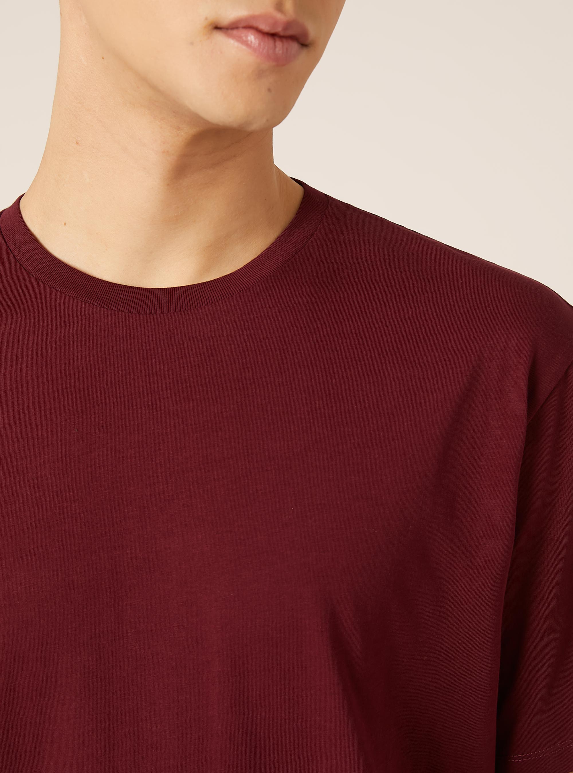 T-shirt basique en coton, BO1 BORDEAUX DARK