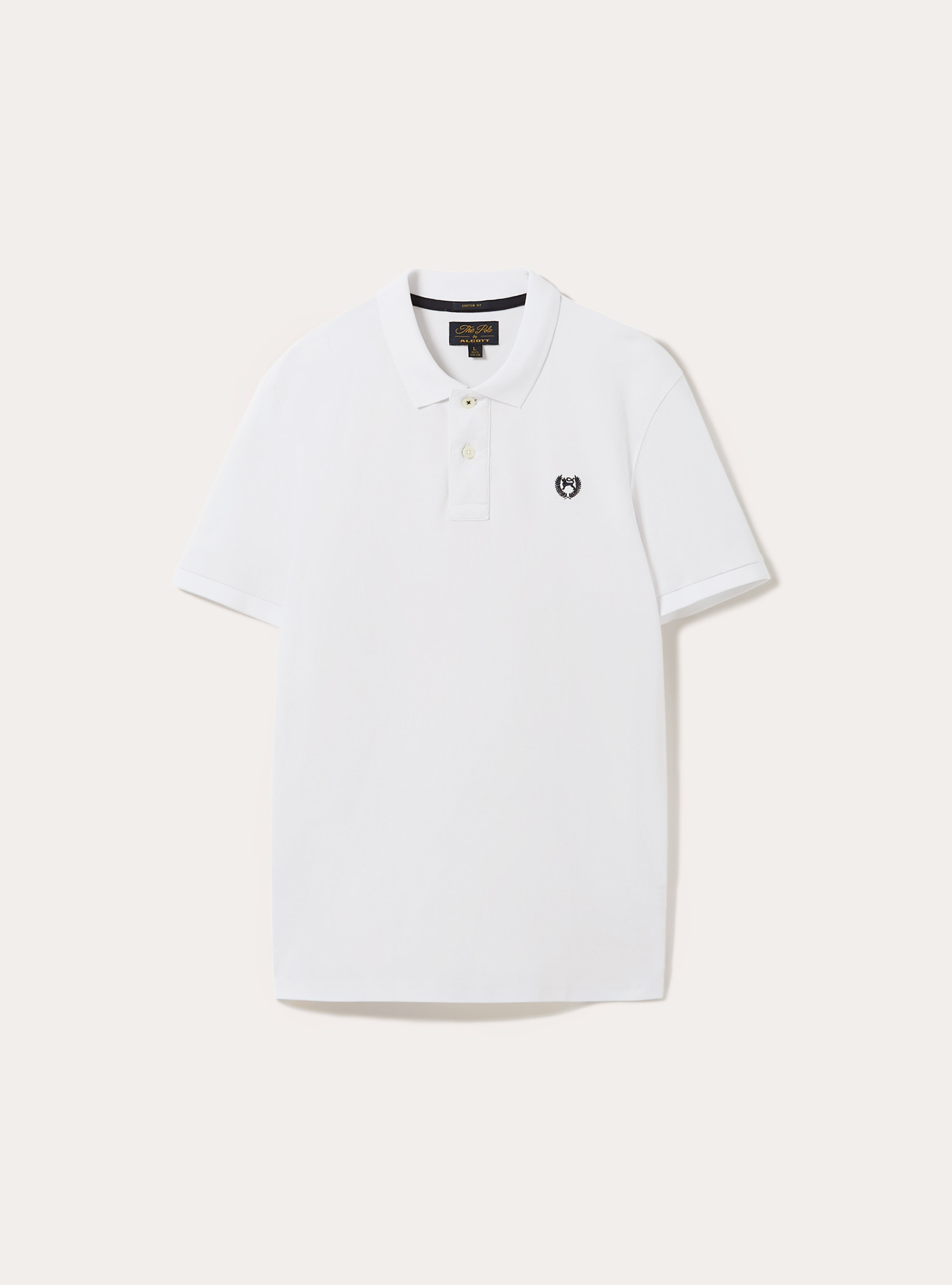 Polo in cotone piquet con ricamo, BIANCO OTTICO
