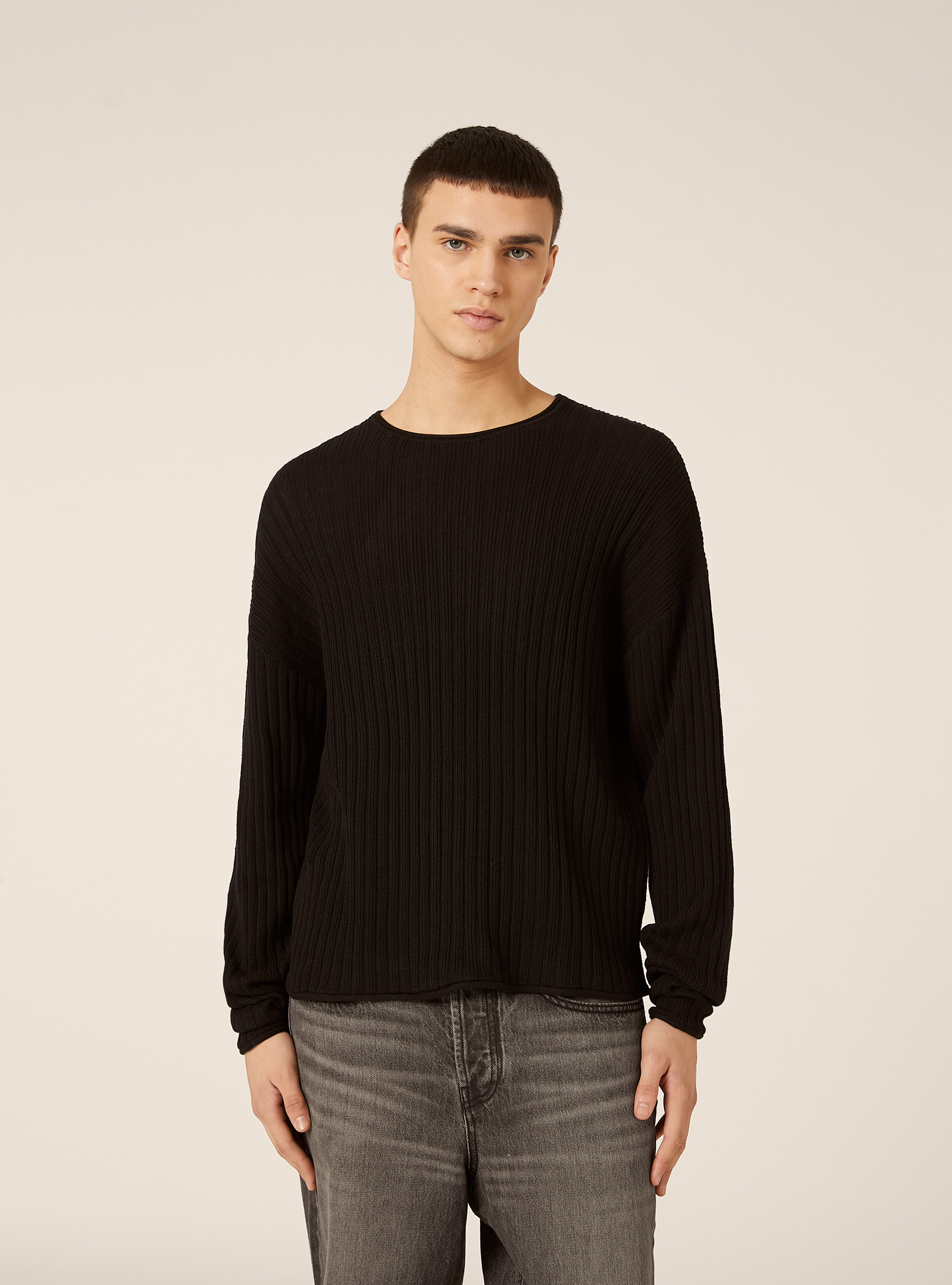 Durchbrochener Pullover aus Baumwolle, BK1 BLACK