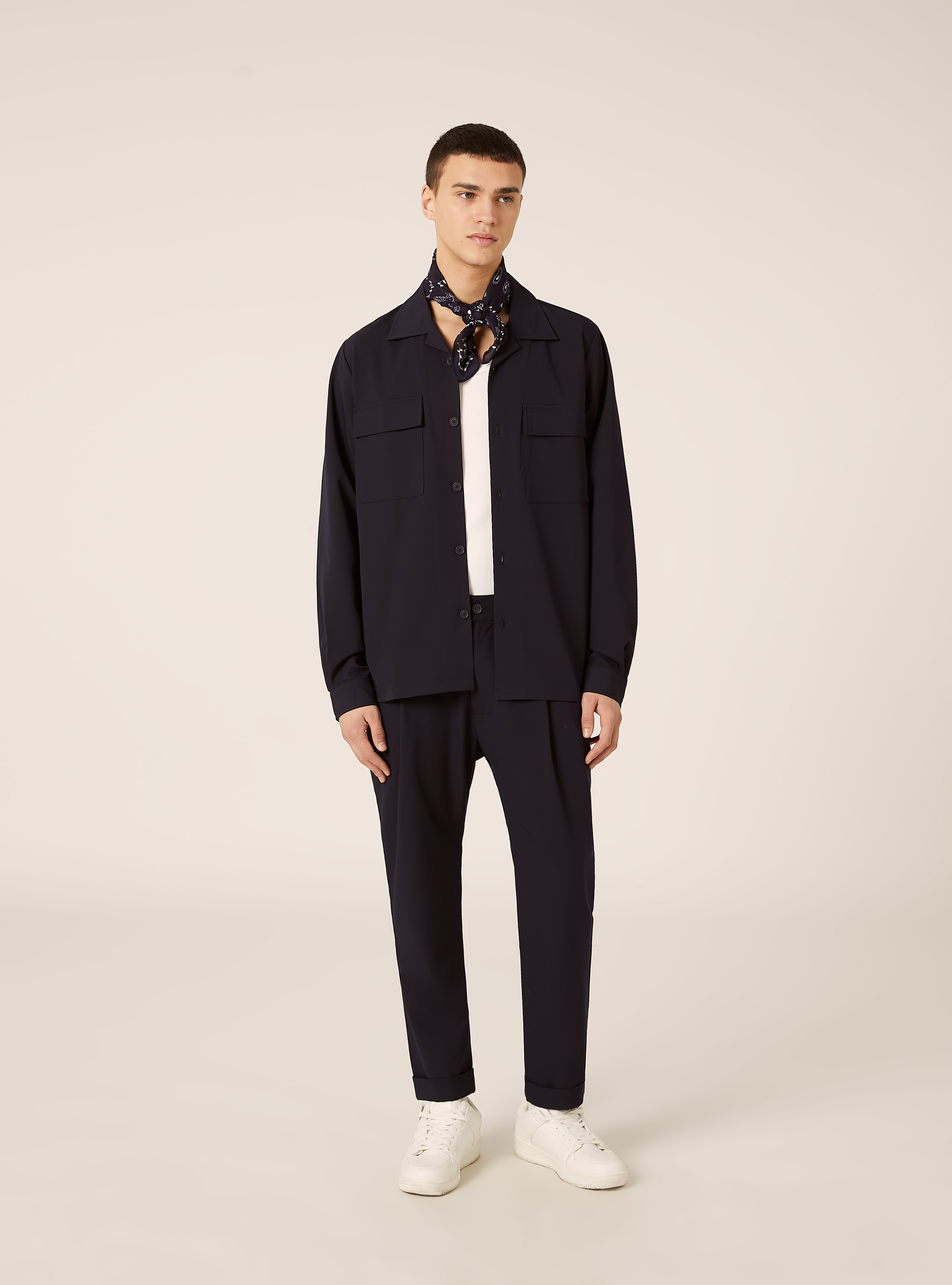Karottenhose mit Bundfalten, NA1 NAVY DARK