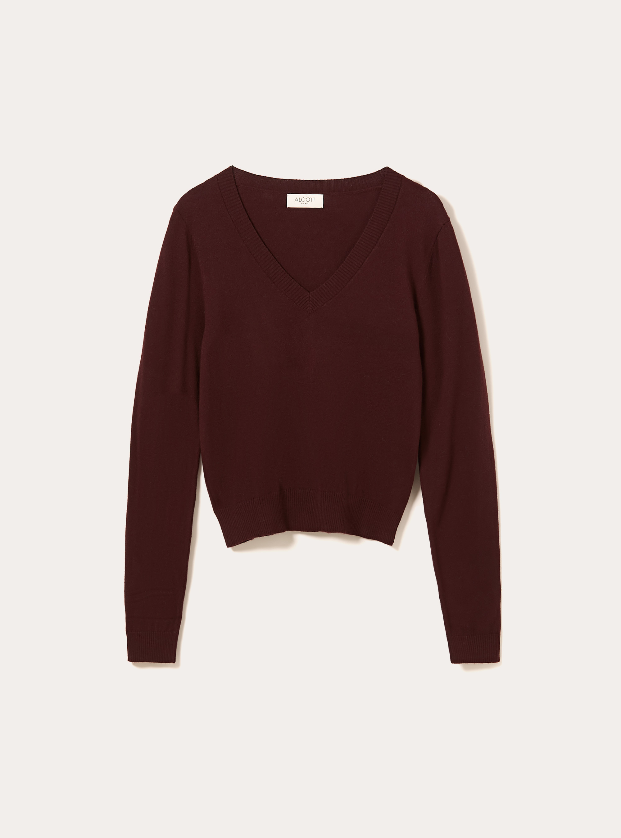 Pull &agrave; col en V coupe boxy, BO1 BORDEAUX DARK