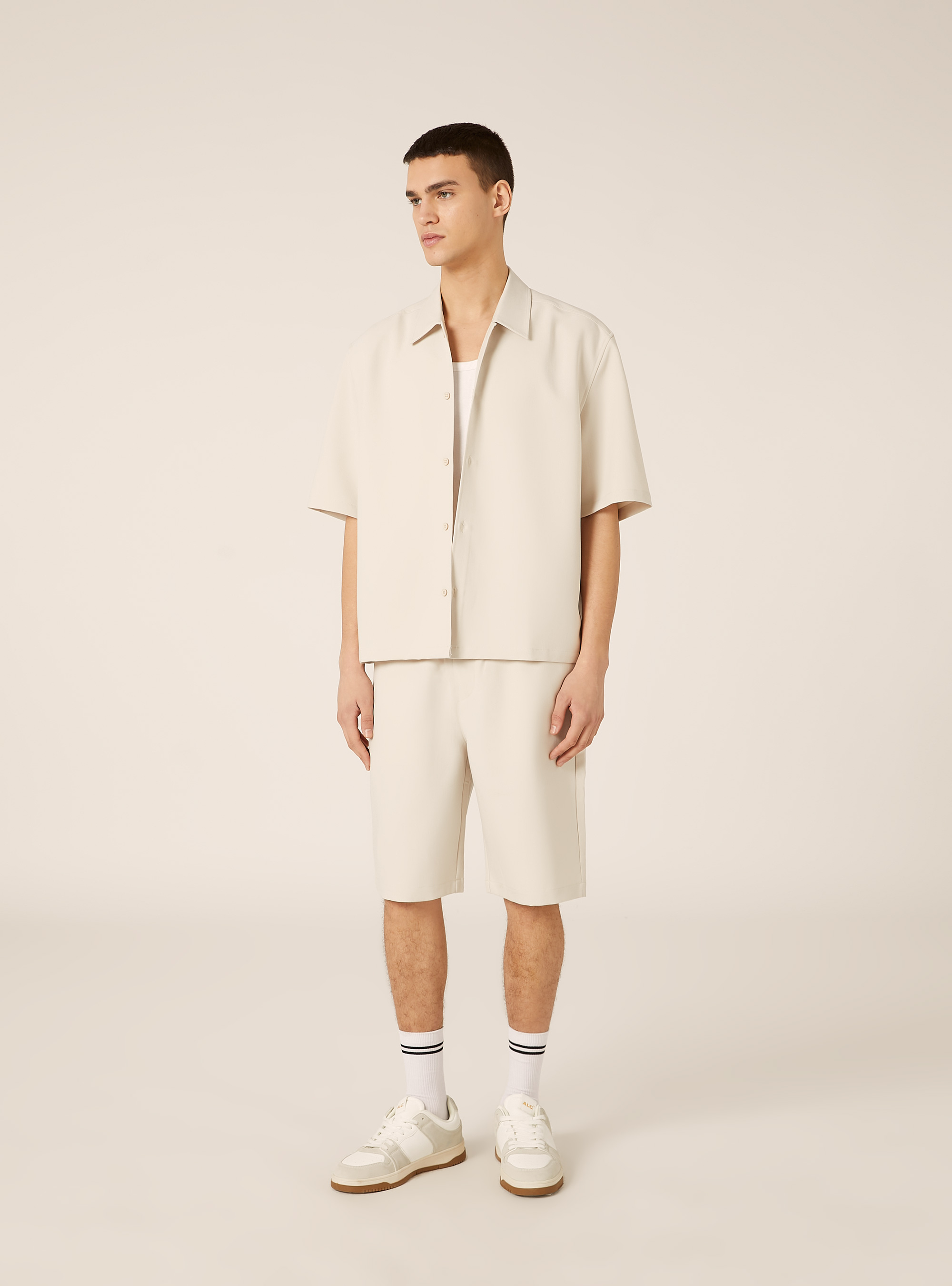 Boxy fit shirt in twill, BG3 BEIGE LIGHT