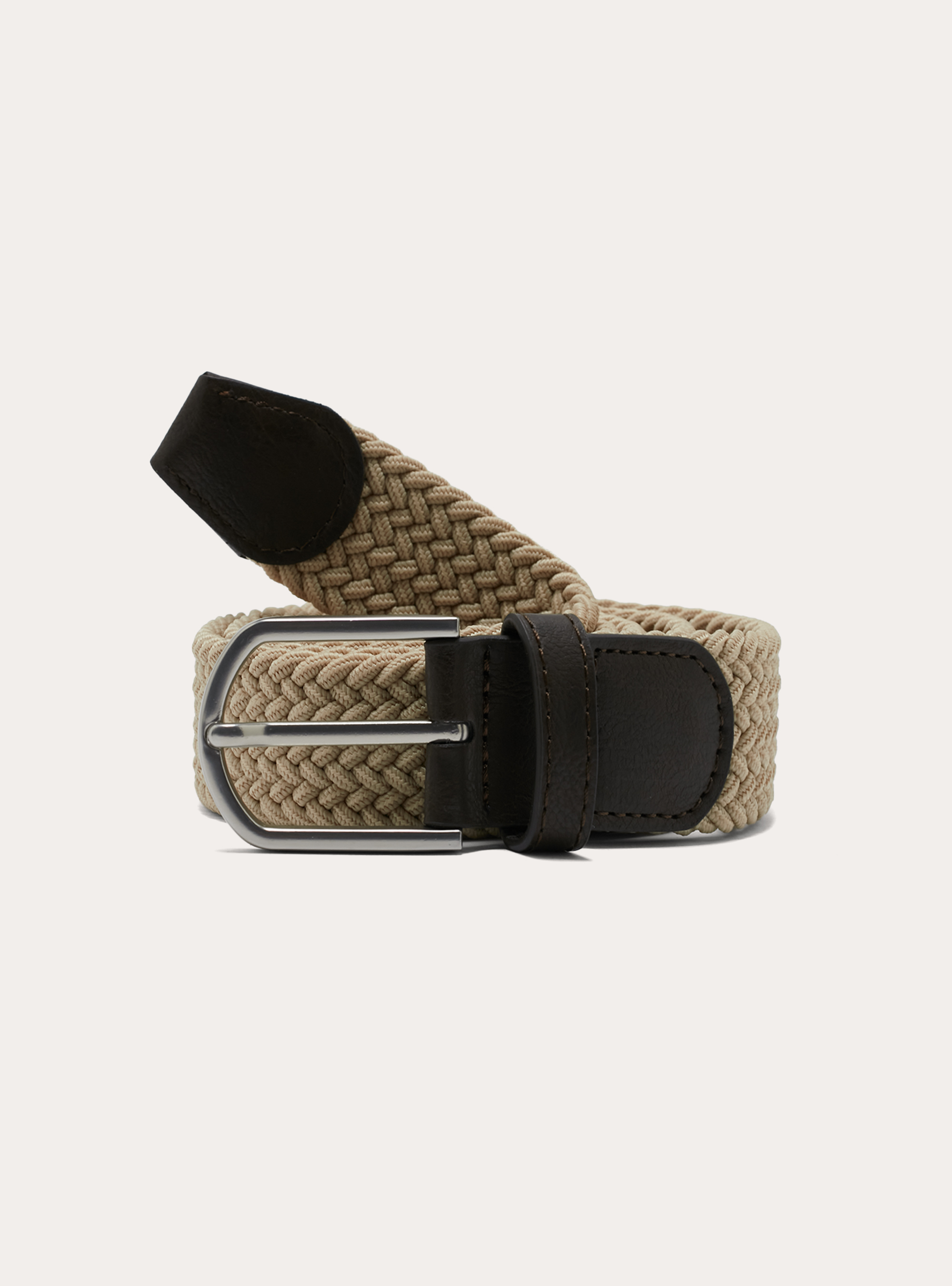 Stretch braided belt, BG1 BEIGE DARK