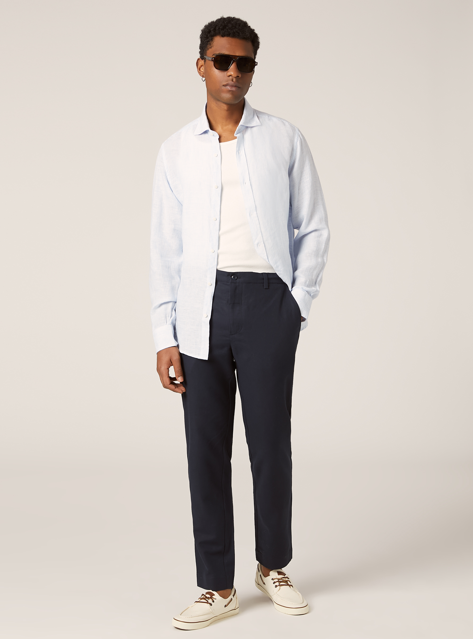 Camisa a rayas de puro lino, AZ3 AZURE LIGHT