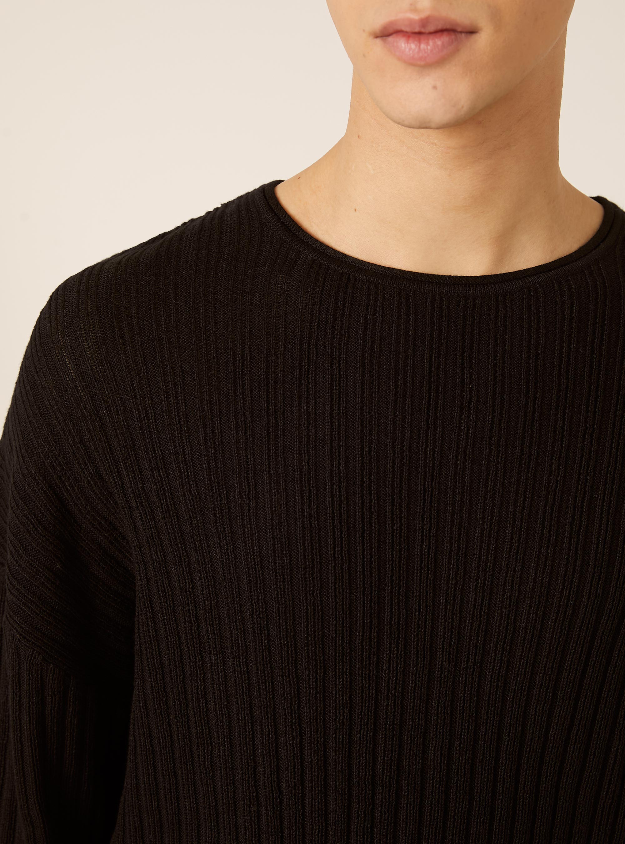 Durchbrochener Pullover aus Baumwolle, BK1 BLACK