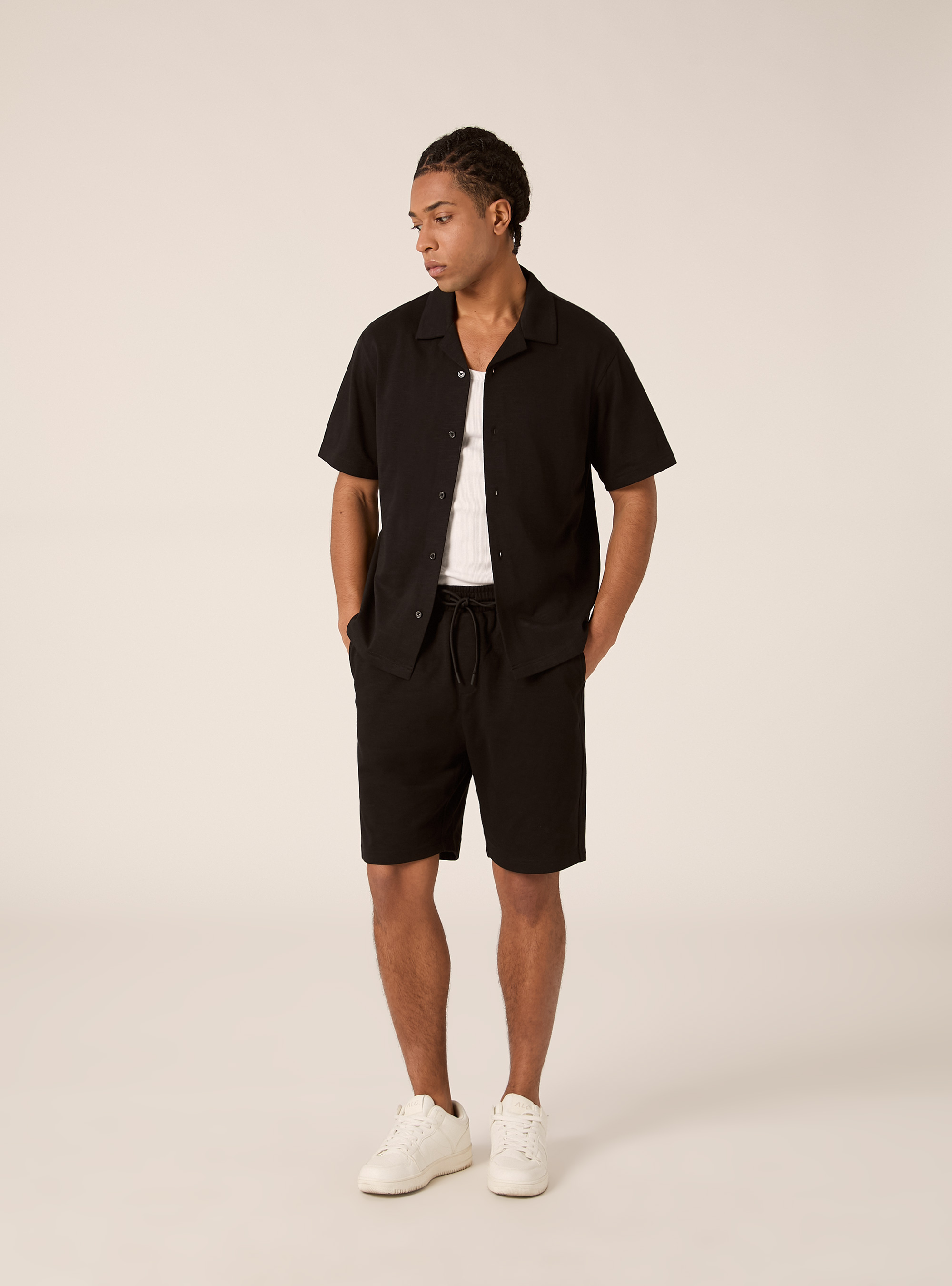 Short-sleeved jersey shirt, BK1 BLACK