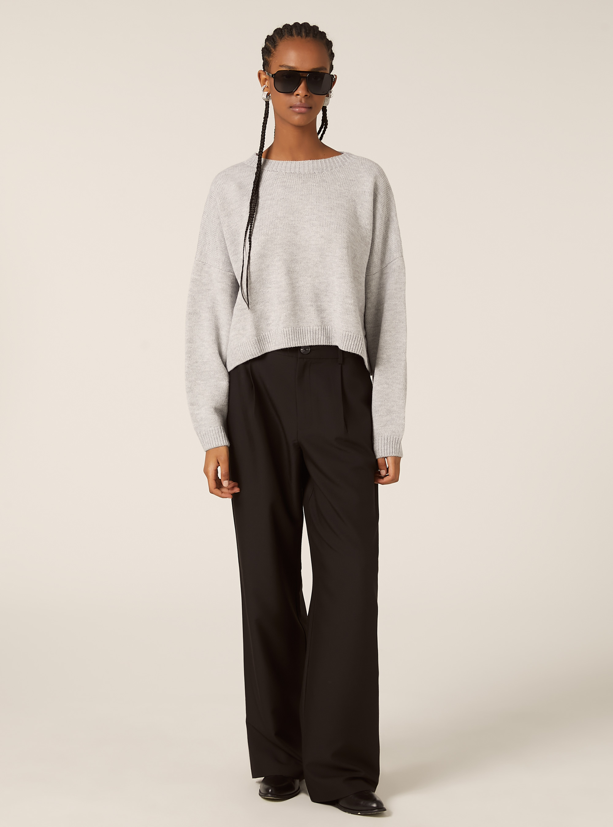 Pull &agrave; col rond basique, MGY2 GREY MEL MEDIUM