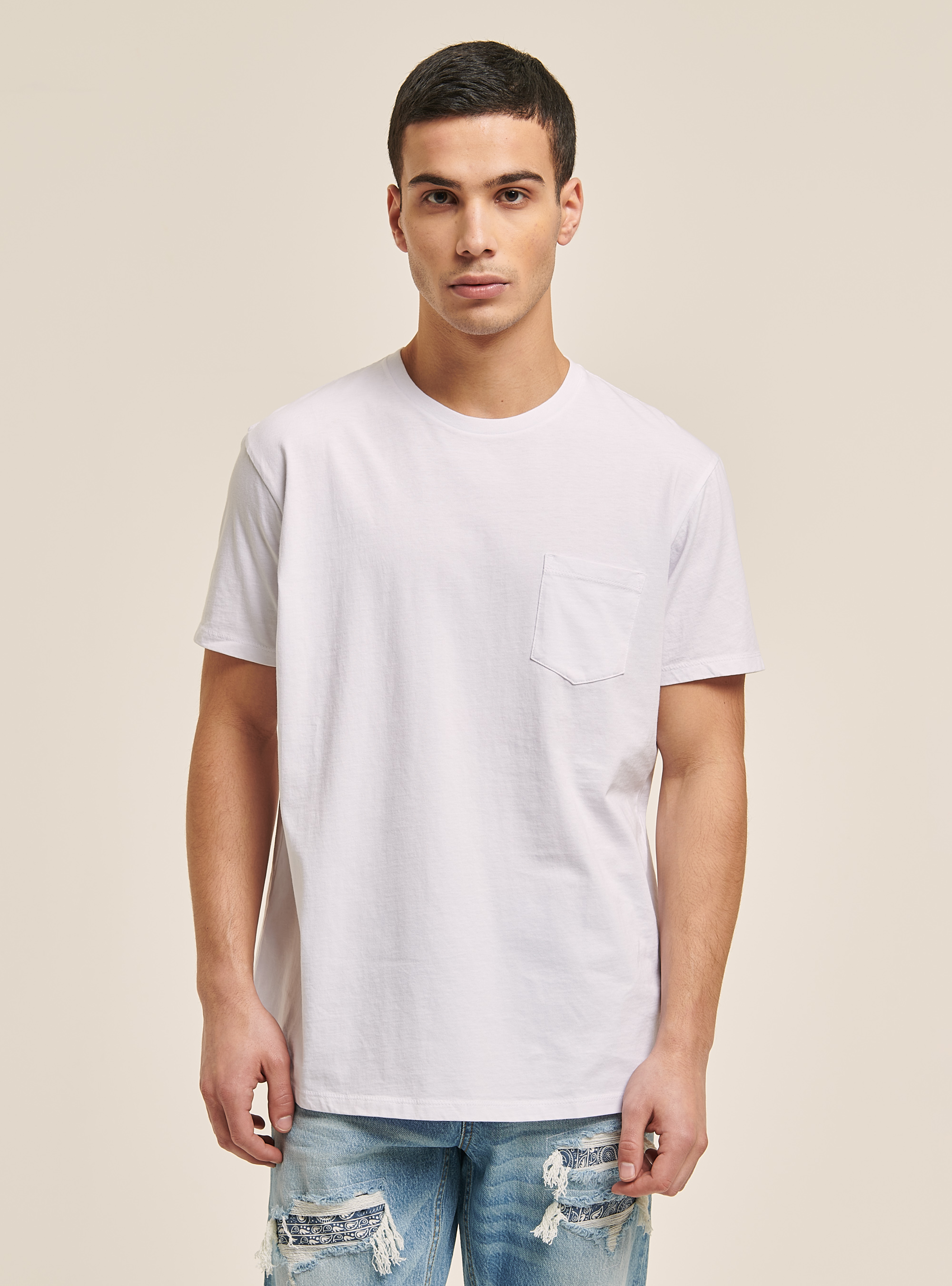 Crew-neck t-shirt with pocket, WH3 WHITE