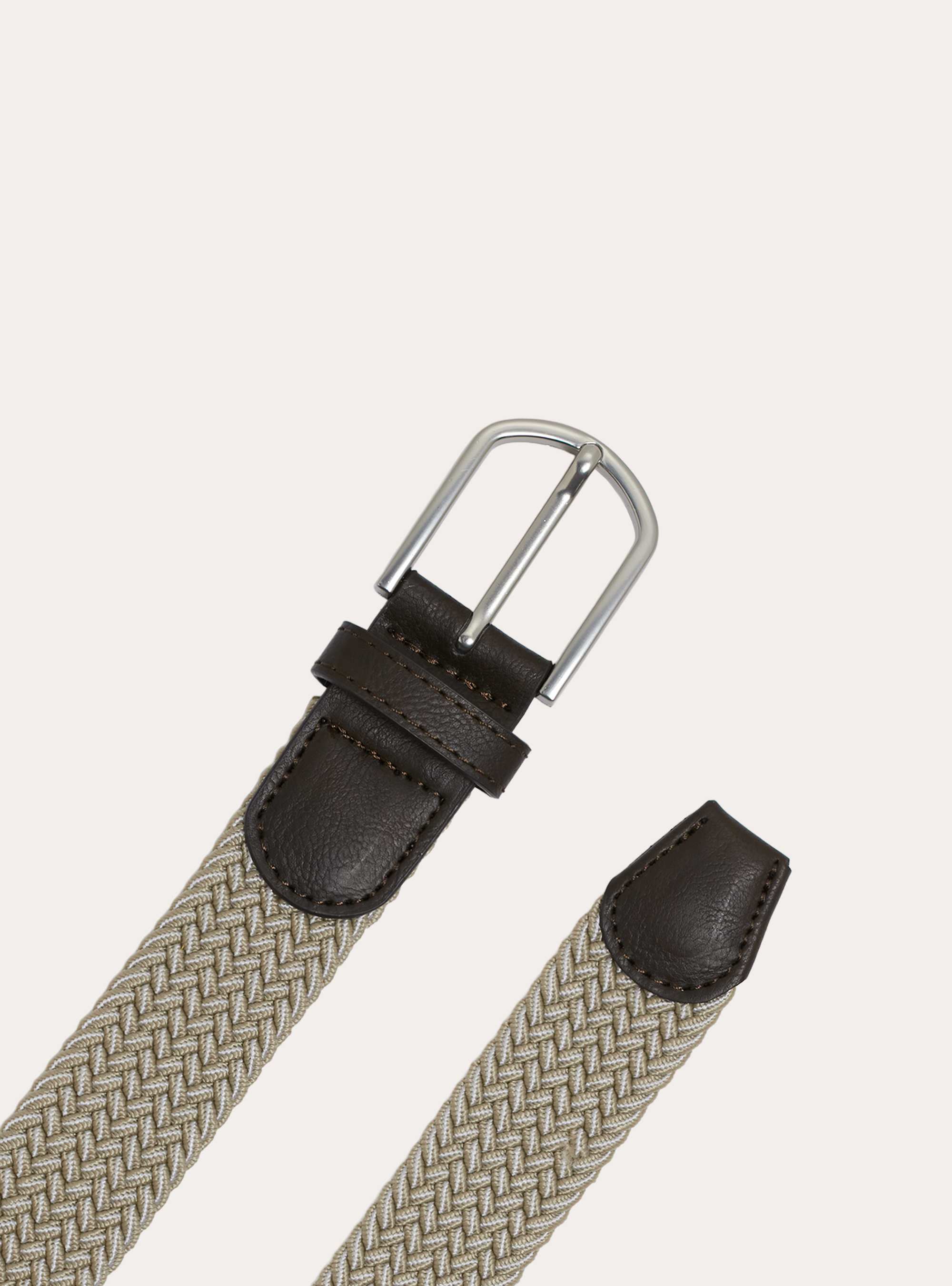 Stretch braided belt, MBG2 BEIGE MEL MED