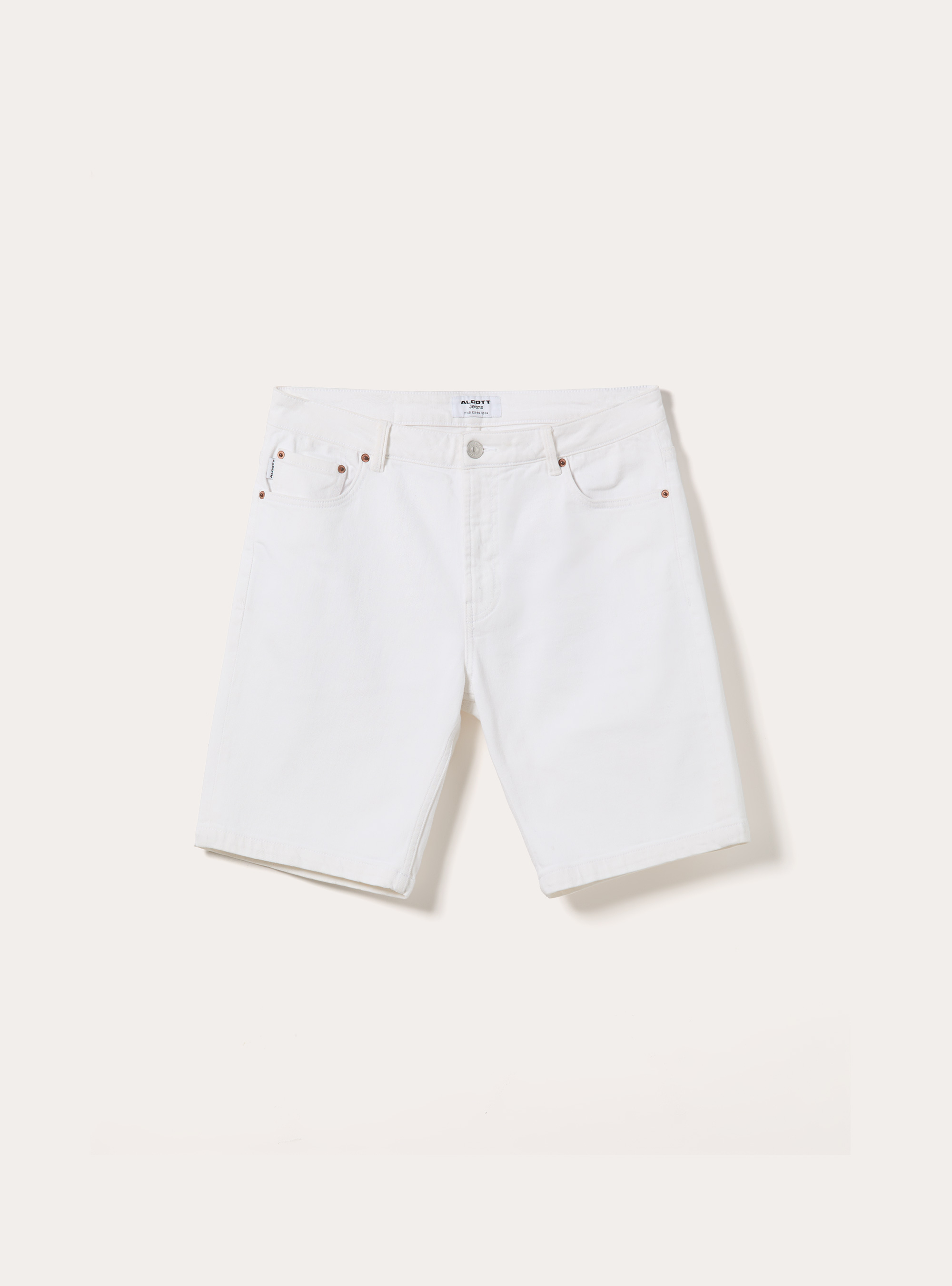 Slim Fit 5-Pocket Denim Bermuda Shorts, WH2 WHITE
