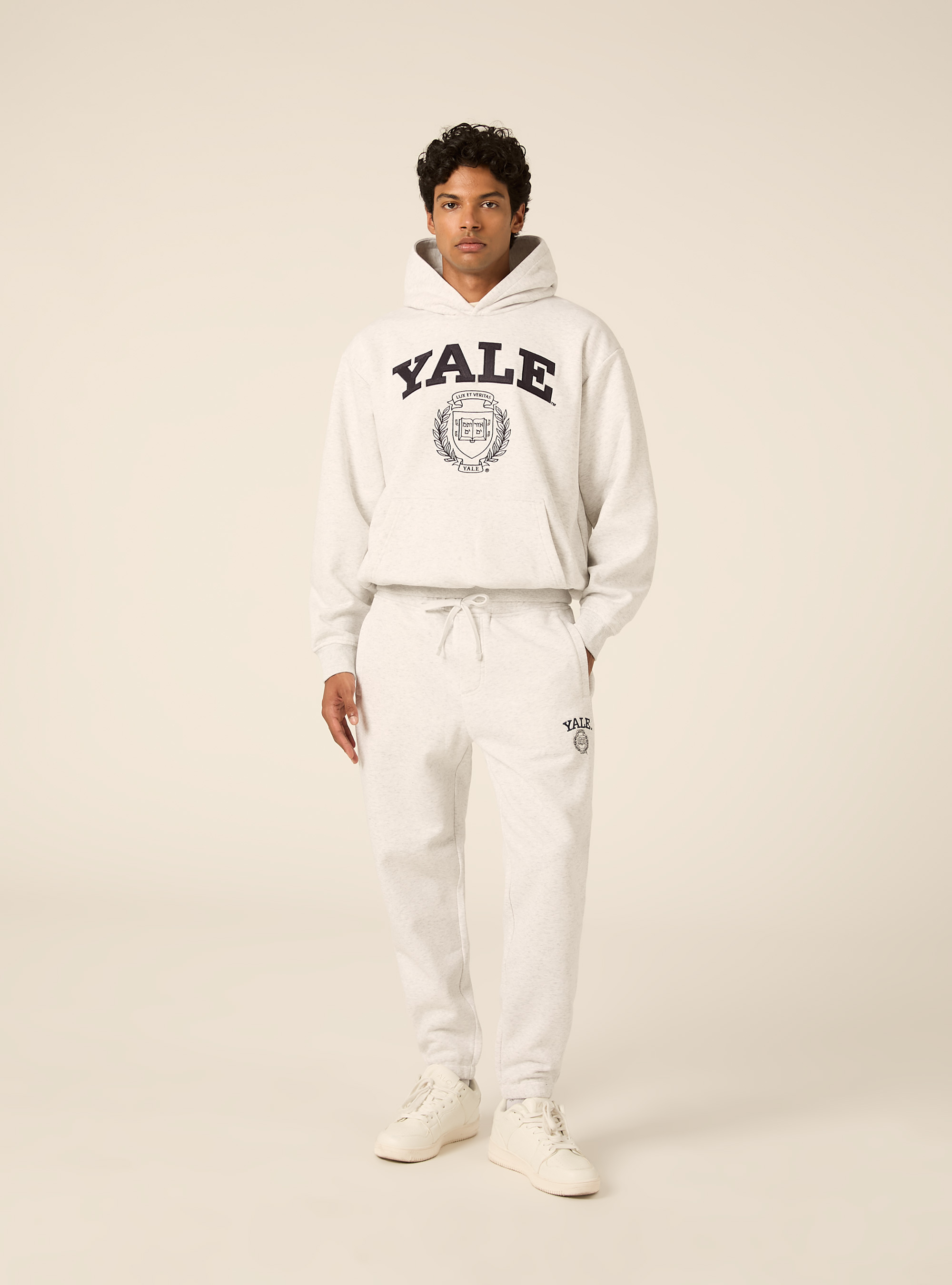 Felpa con cappuccio boxy licenza yale, MGY3 GREY MEL LIGHT