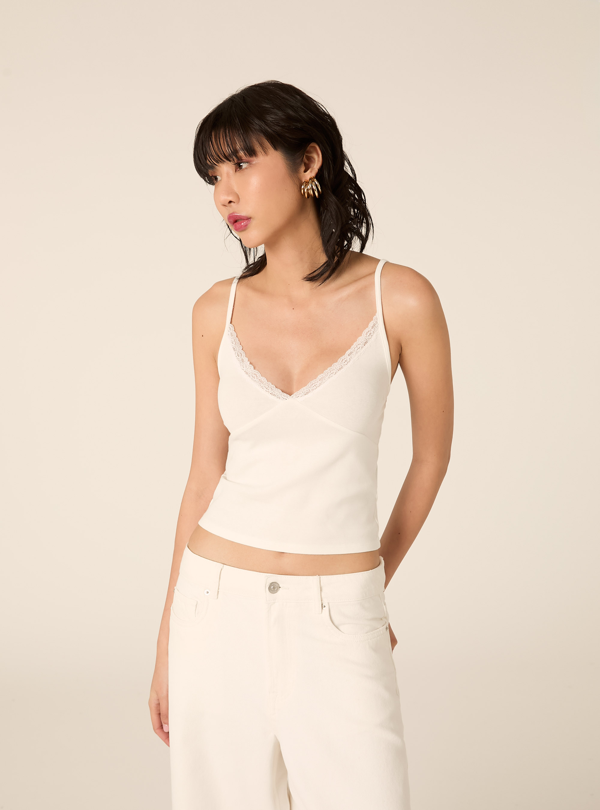 Bralette-Top mit Spitzendetail, WH2 WHITE