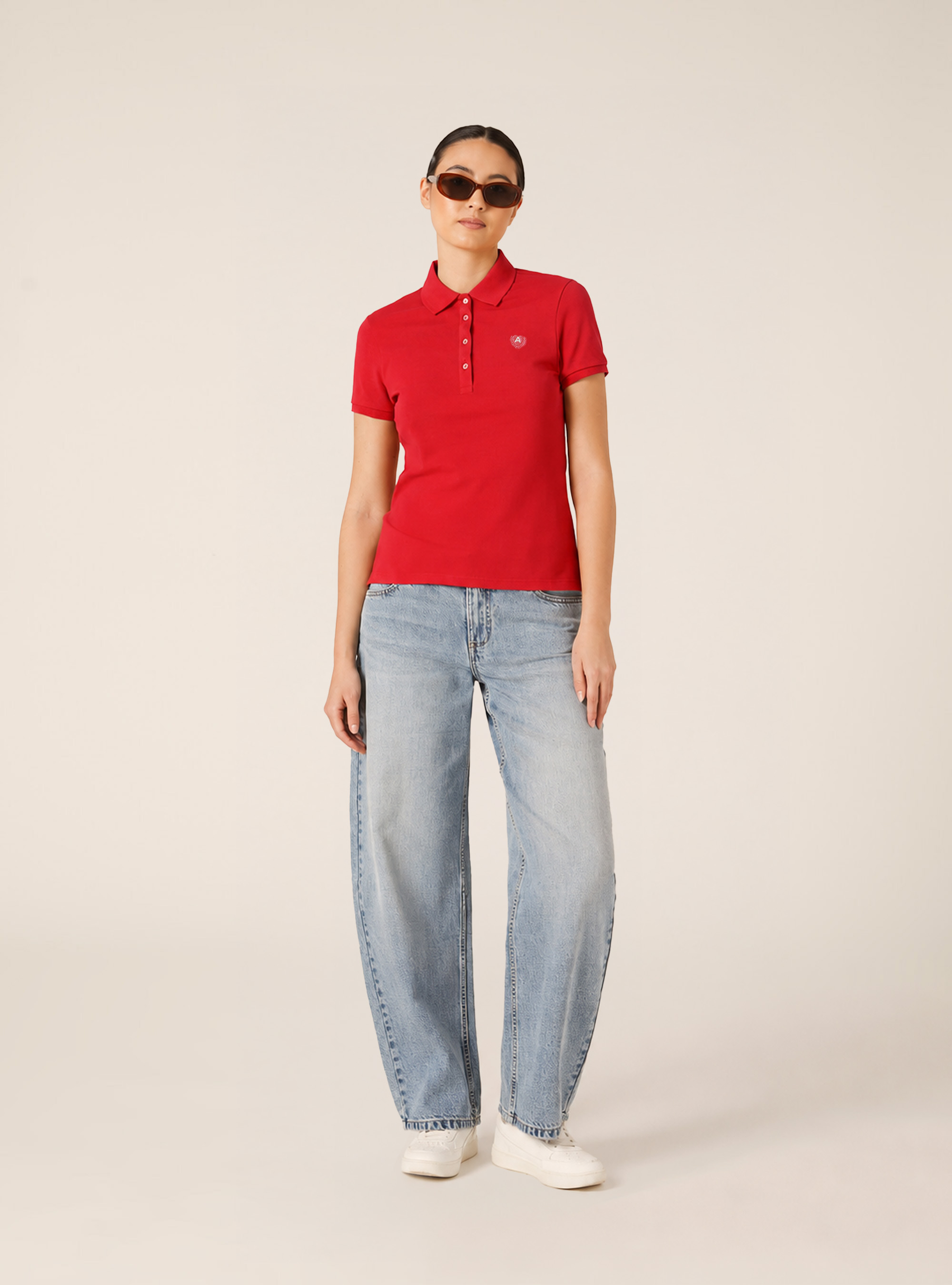Polo de piqu&eacute; de algod&oacute;n con bordado, RD2 RED MEDIUM