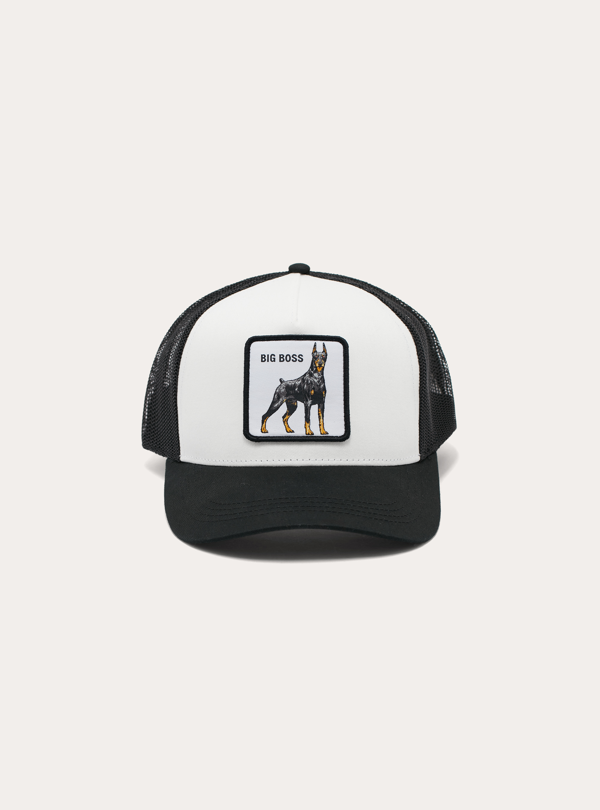 Cappello trucker con patch, OFF WHITE