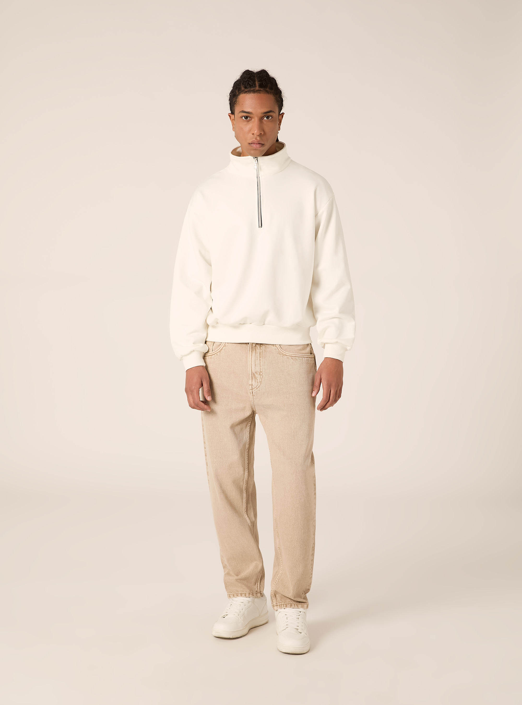 felpa box fit, OFF WHITE
