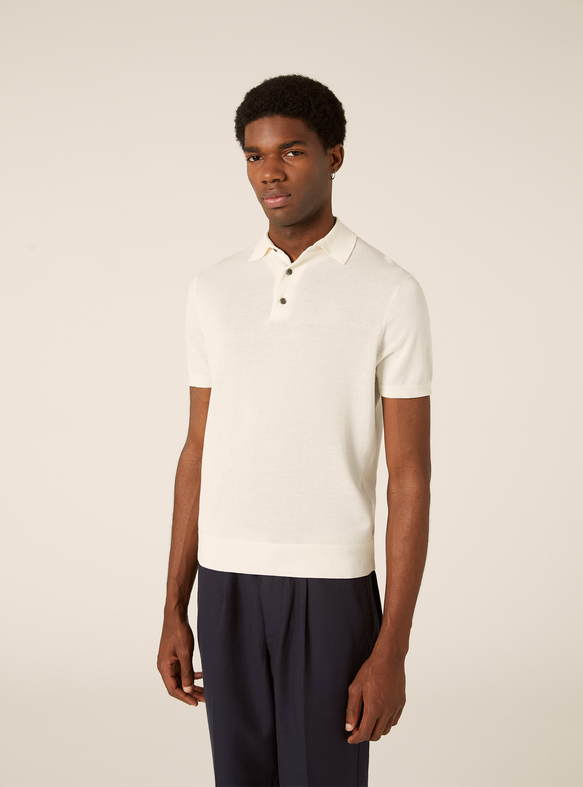 Polo de punto de algod&oacute;n extrafino, WH1 OFF WHITE
