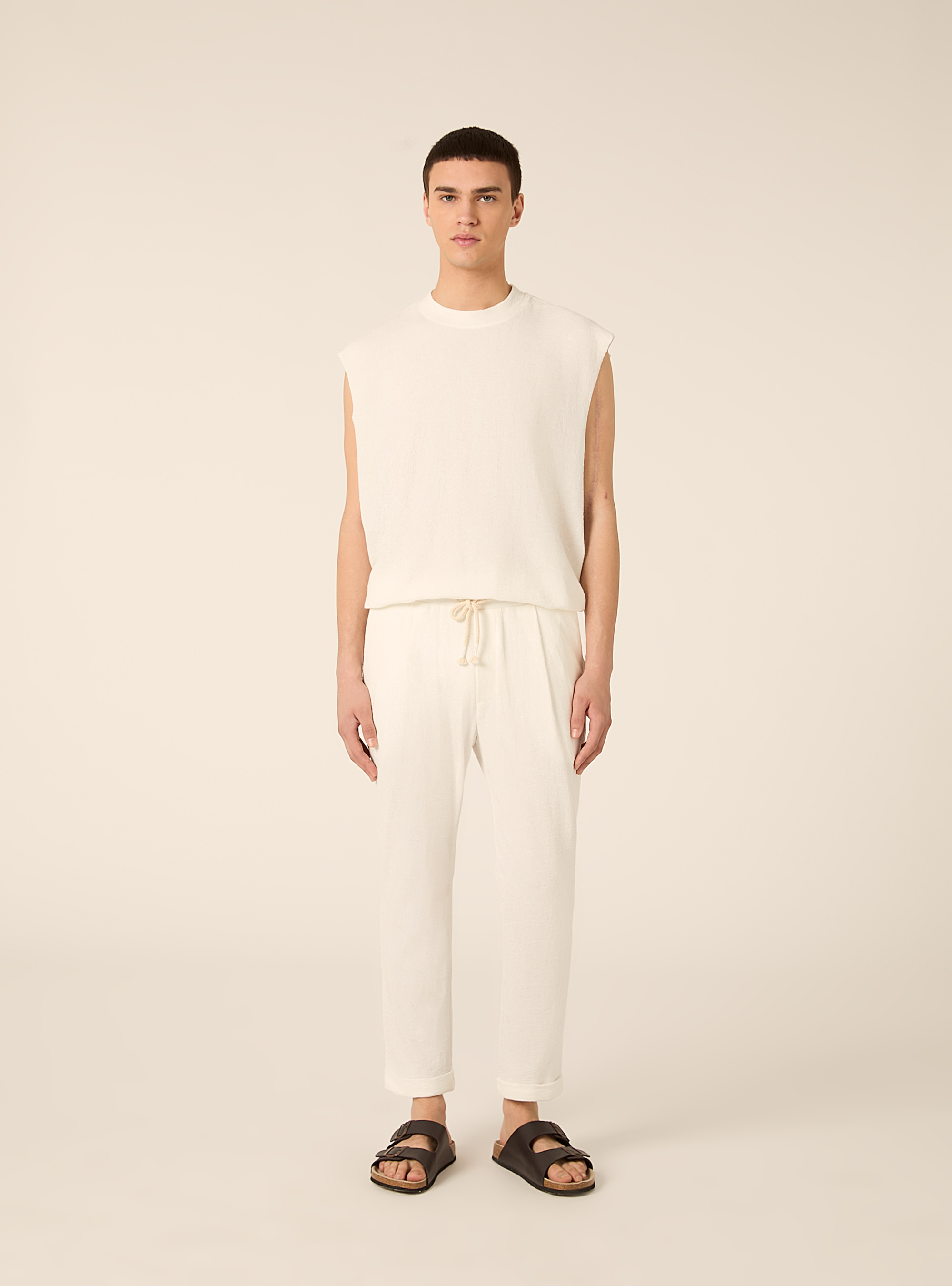 Pantalones jogger con textura, WH2 WHITE