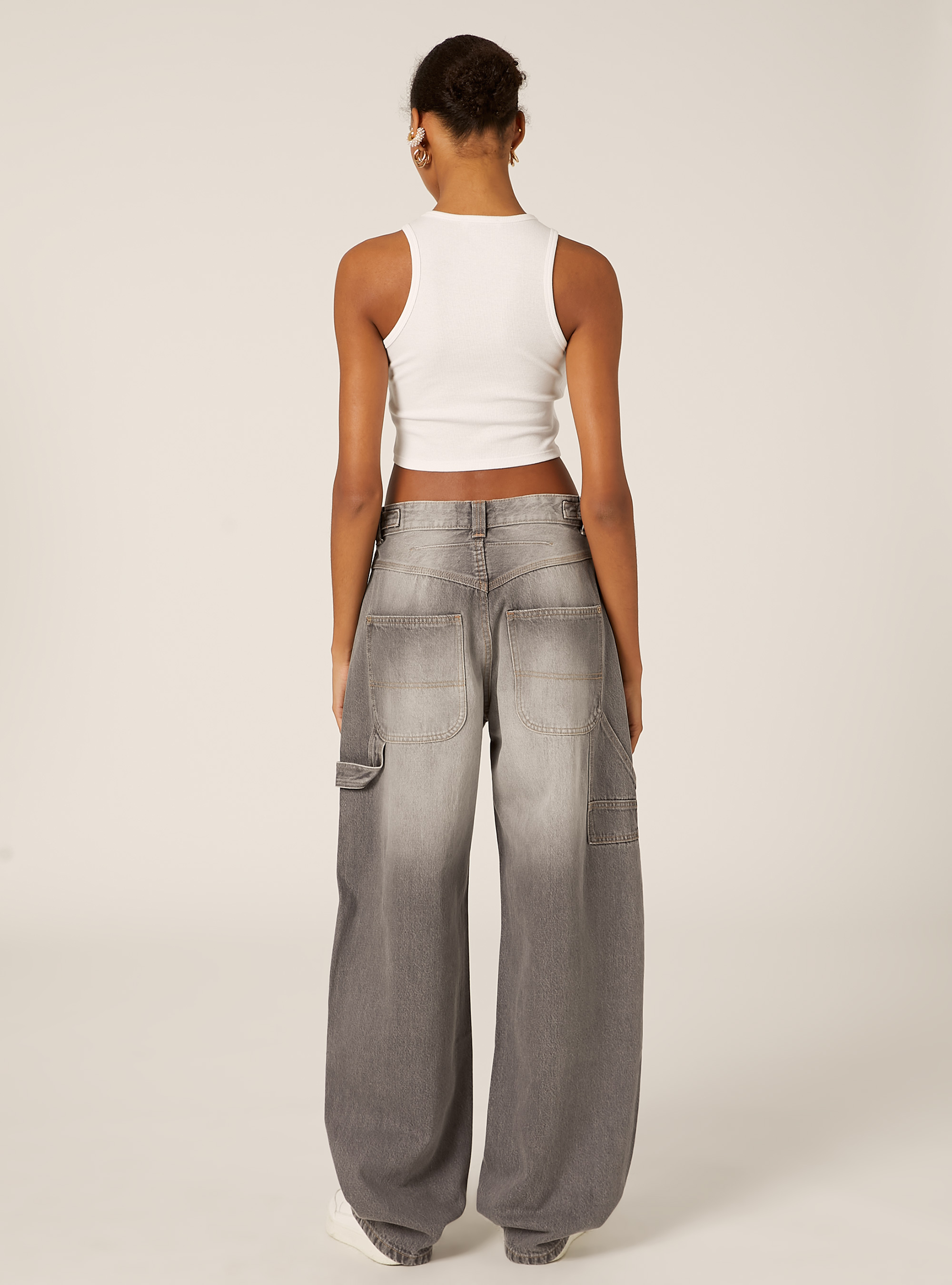 Jean ballon carpenter &agrave; taille ajustable, D00G GREY
