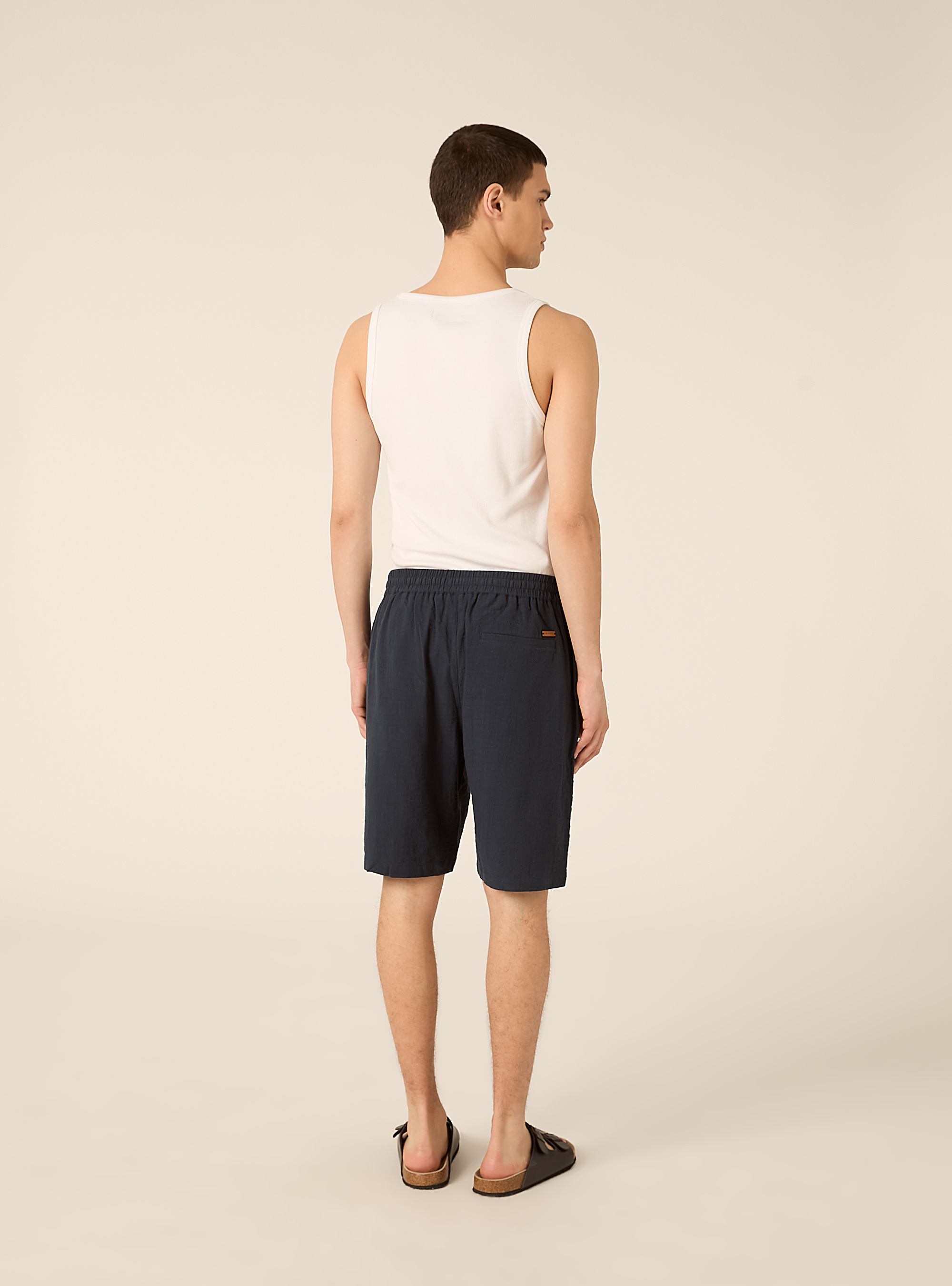 Bermudas de algod&oacute;n con cintura el&aacute;stica, NA2 NAVY MEDIUM